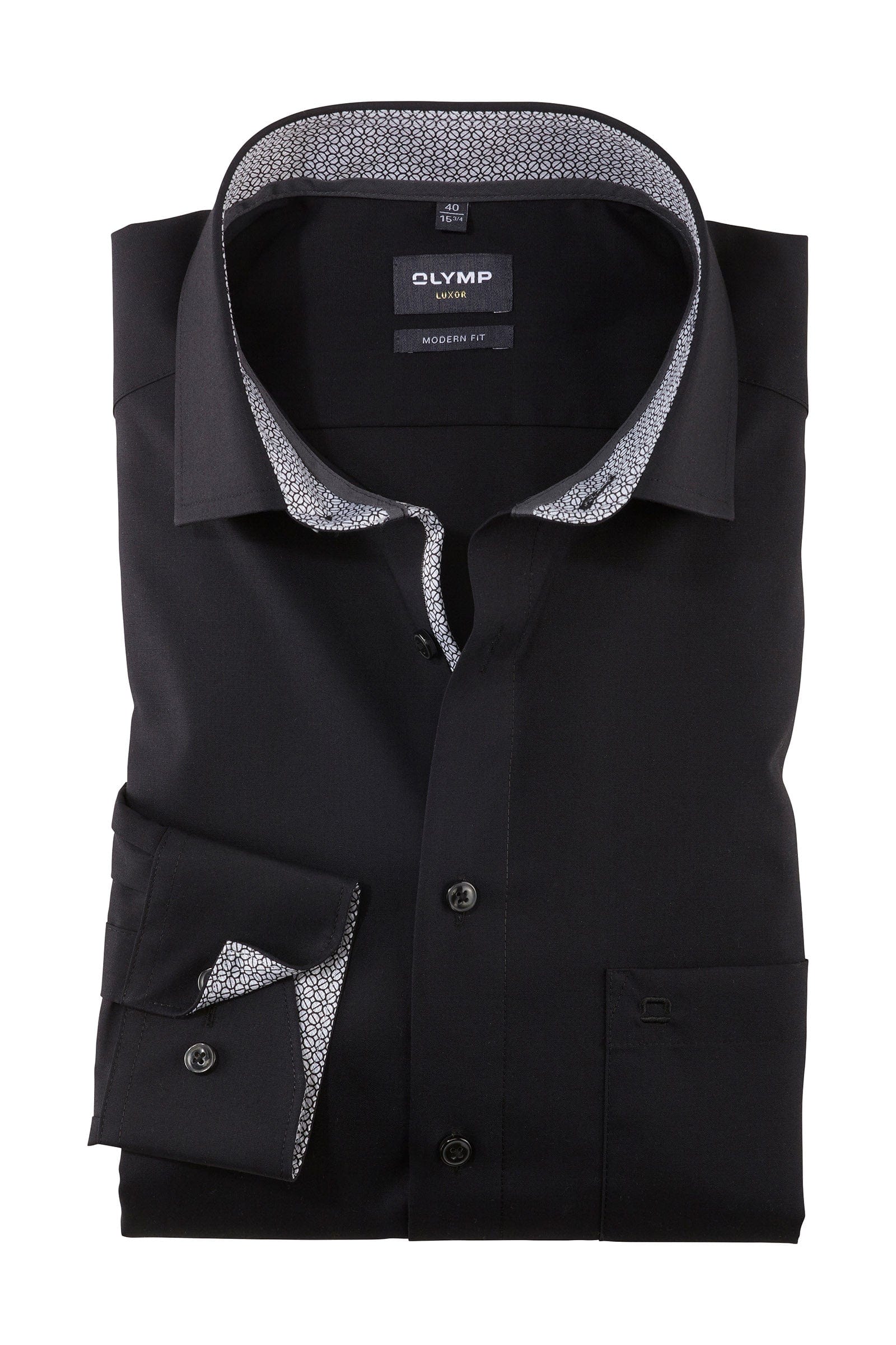 Olymp Luxor Modern Fit Long Sleeve Shirt - Black