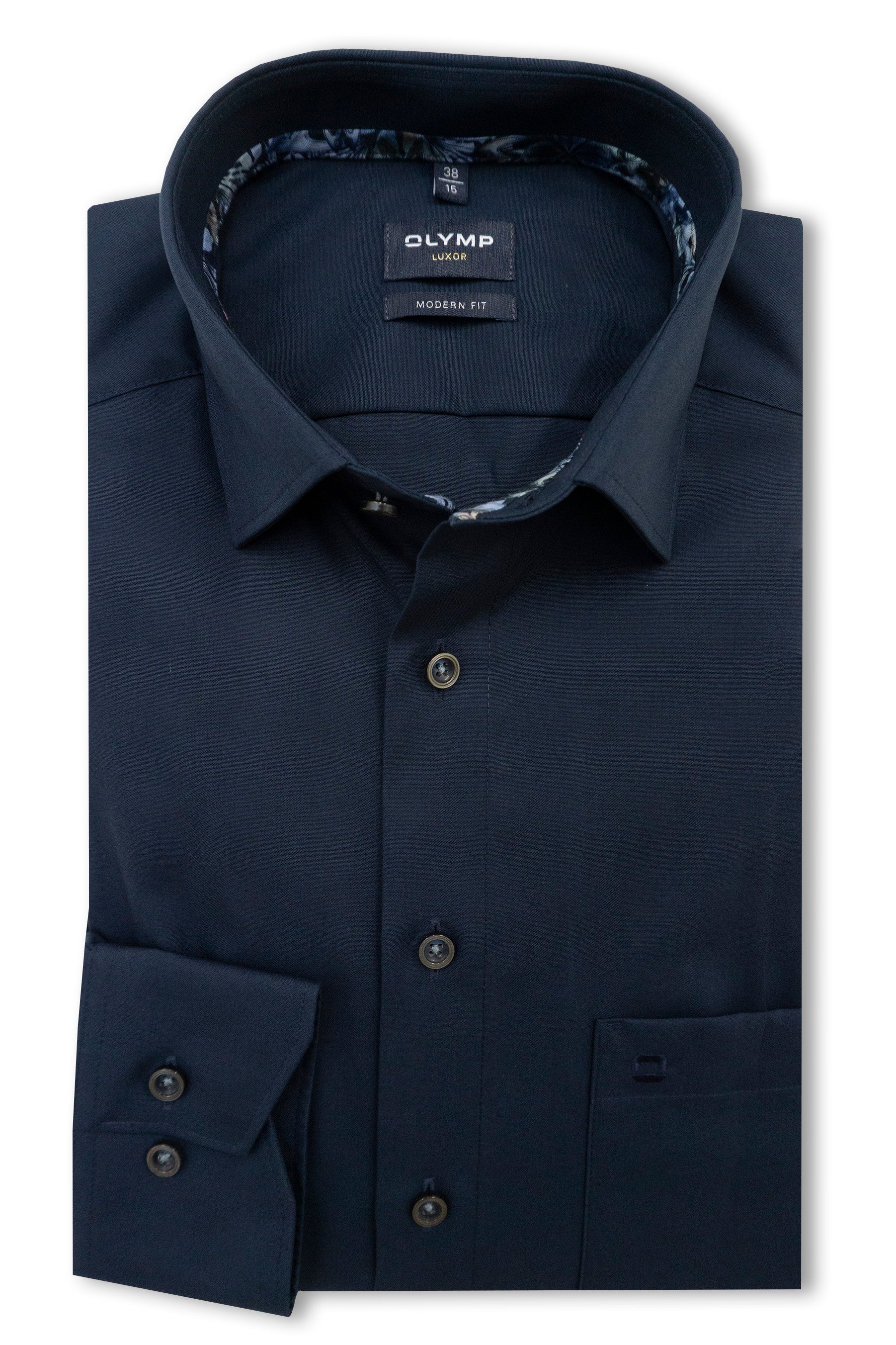 Olymp Luxor Modern Fit Long Sleeve Shirt - Navy