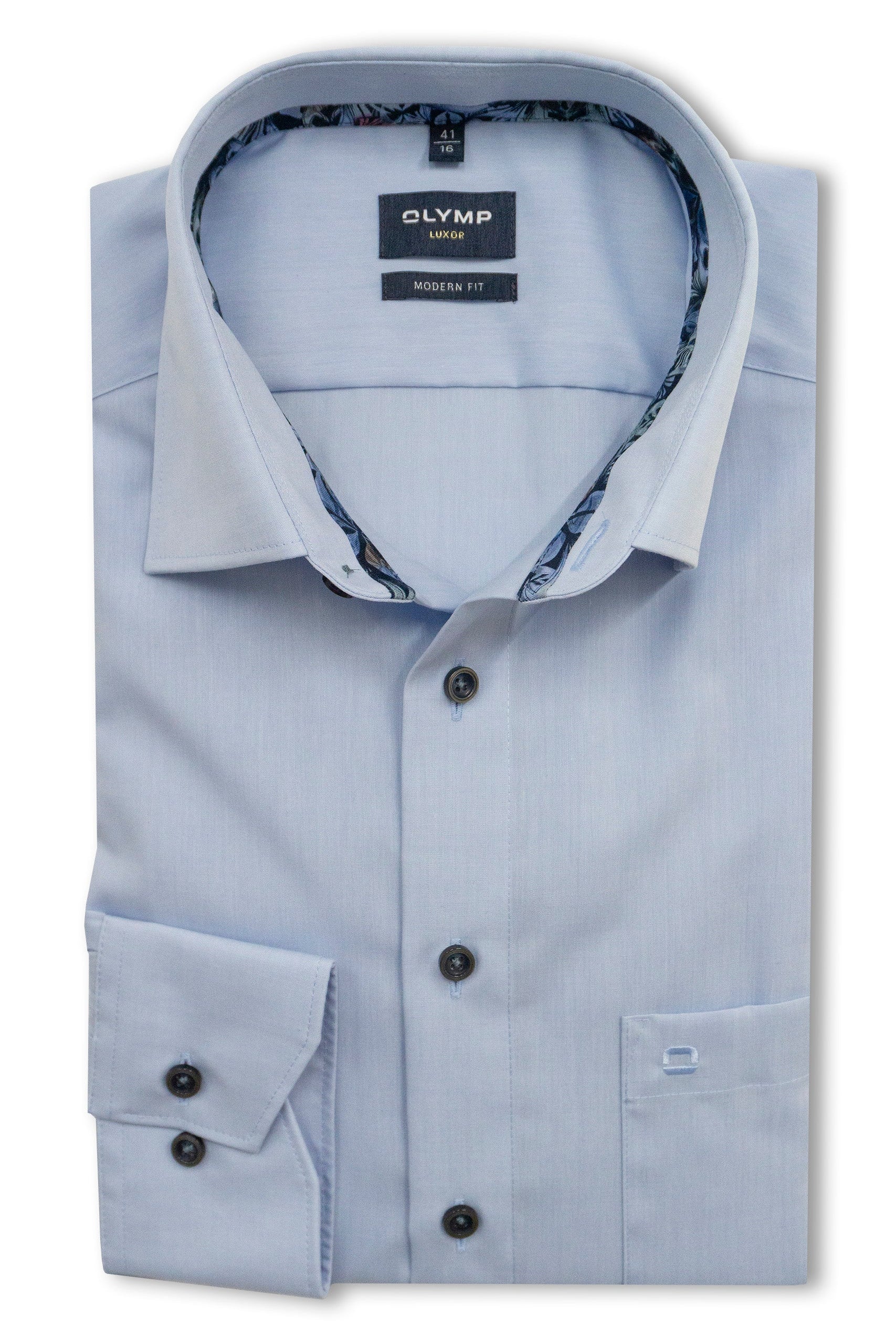 Olymp Luxor Modern Fit Long Sleeve Shirt - Pale Blue
