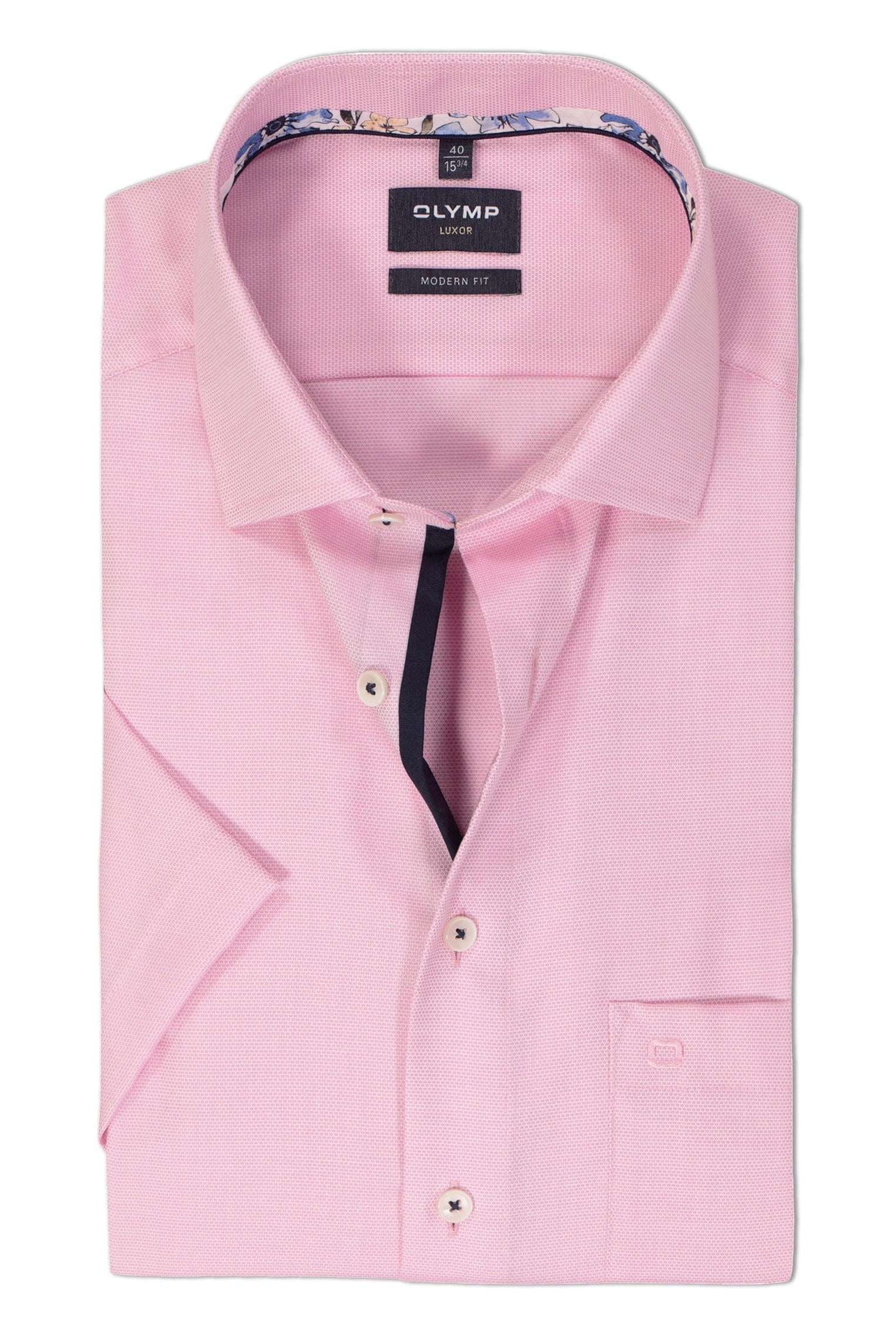 Olymp Luxor Modern Fit Modern Fit Plain Short Sleeve Shirt - Pink