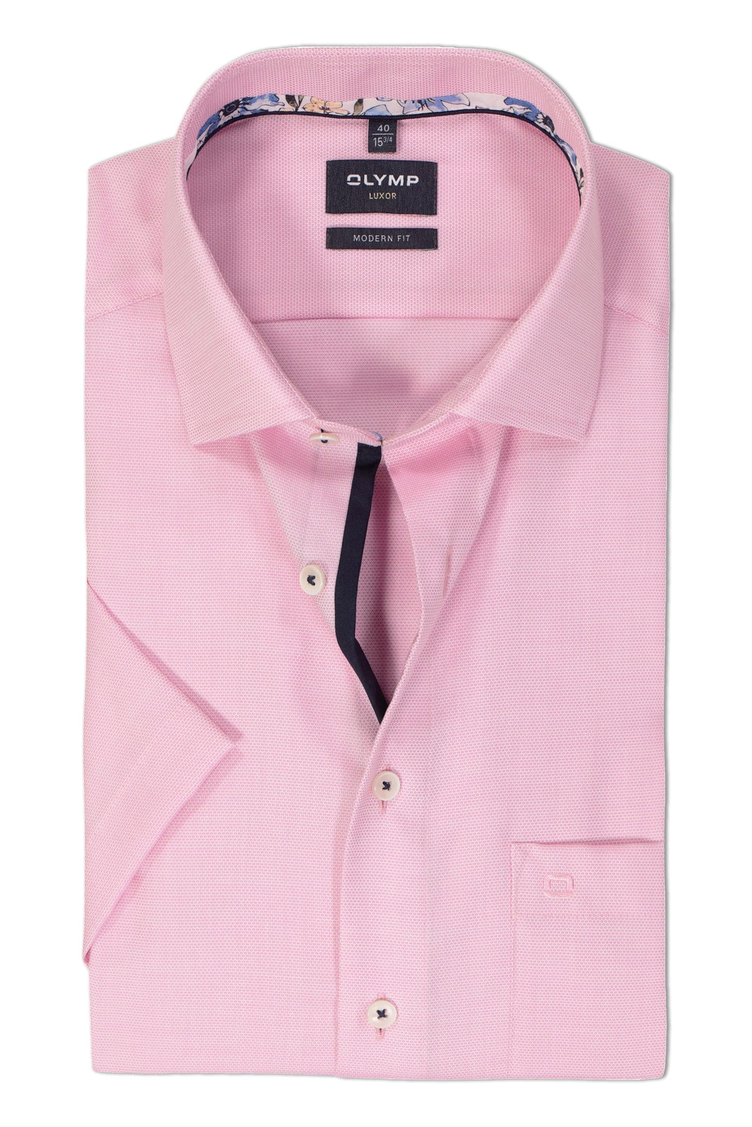 Olymp Luxor Modern Fit Modern Fit Plain Short Sleeve Shirt - Pink