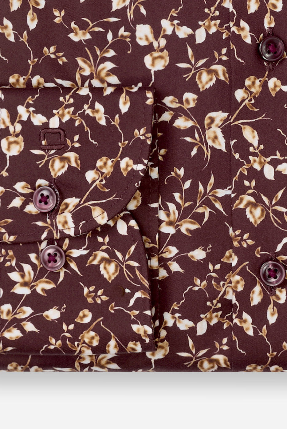 Olymp Luxor Modern Fit Neat Floral Print Shirt - Bordeaux