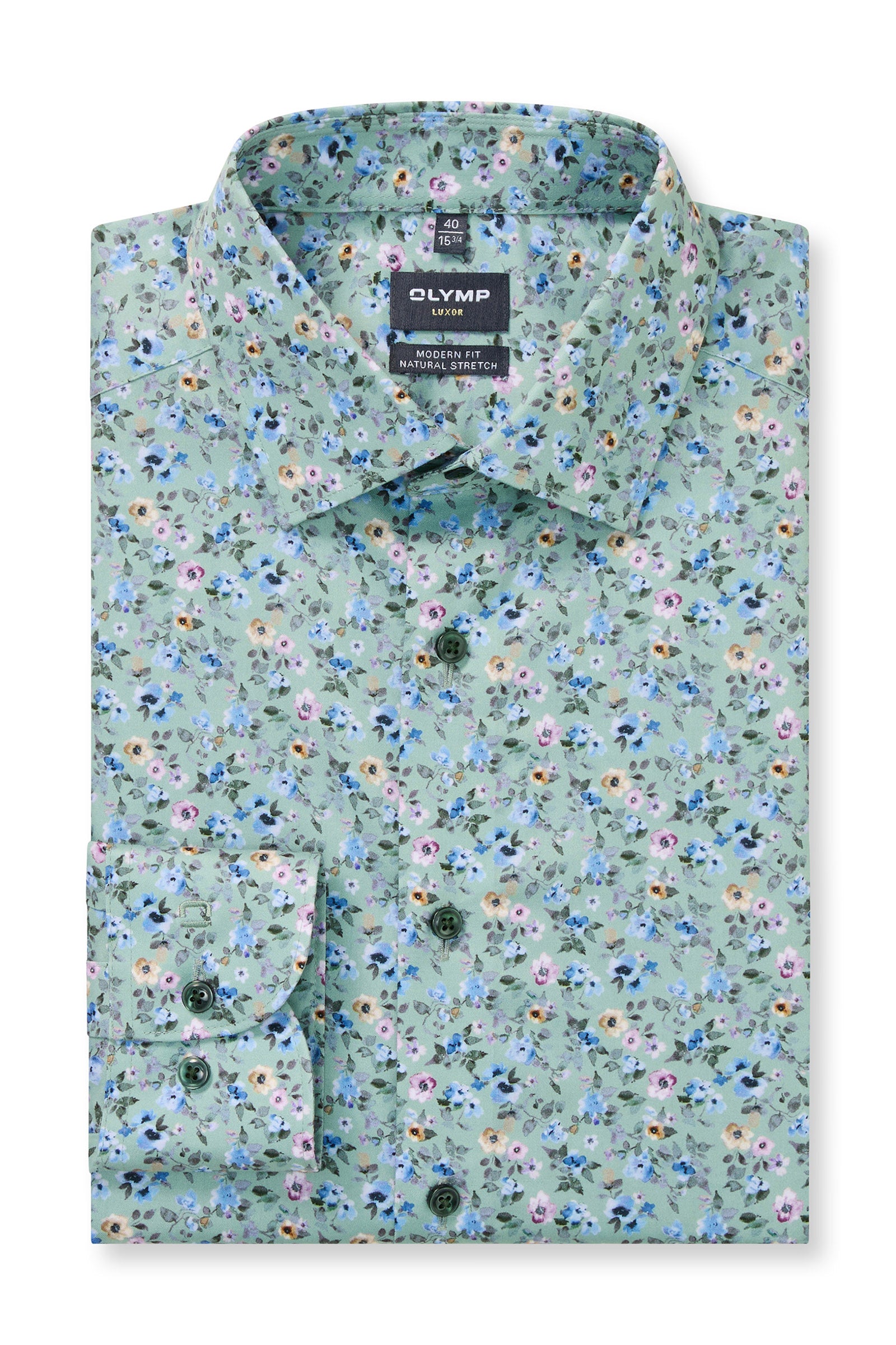 Olymp Luxor Modern Fit Neat Floral Shirt - Green