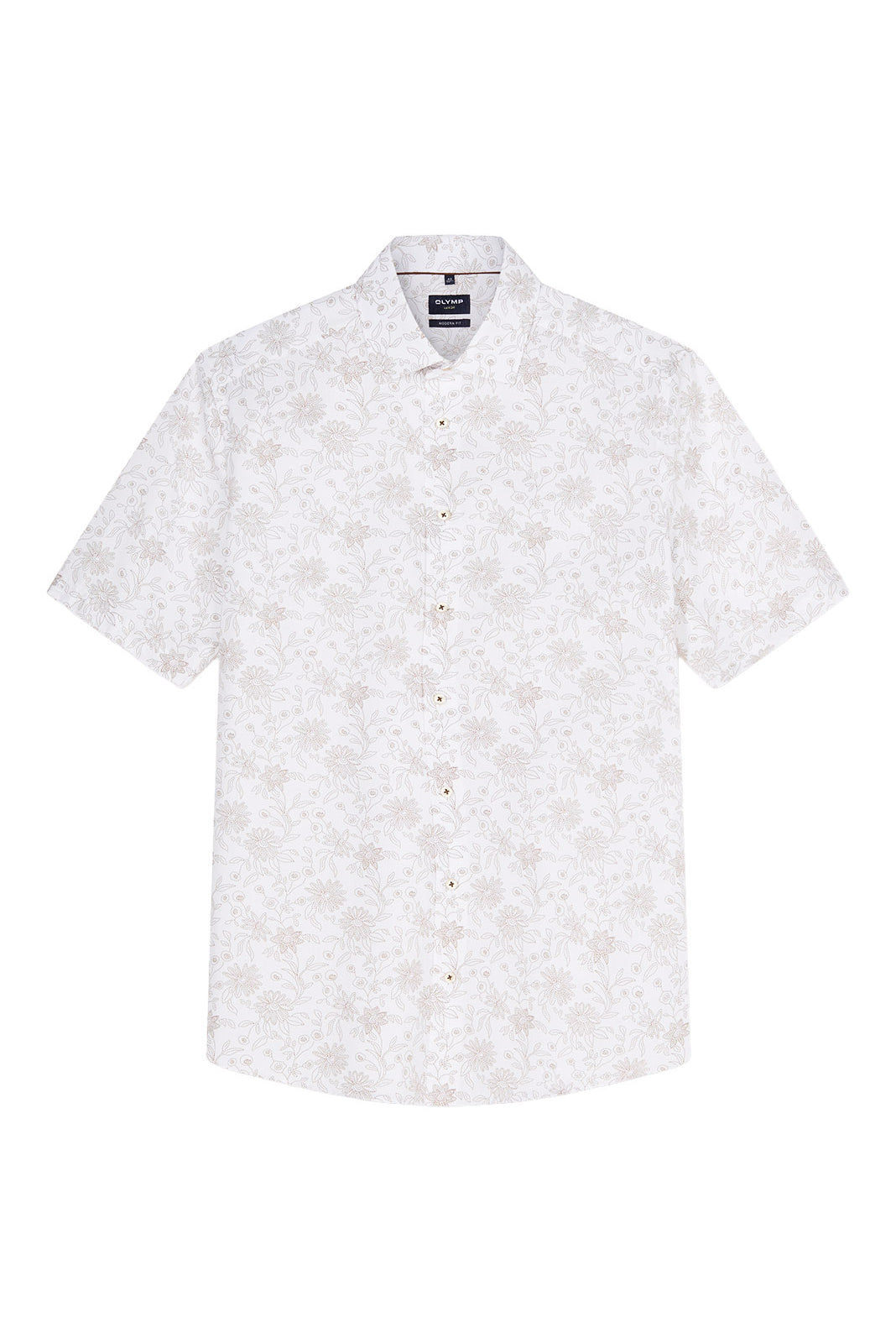 Olymp Luxor Modern Fit Outline Floral Shirt - White