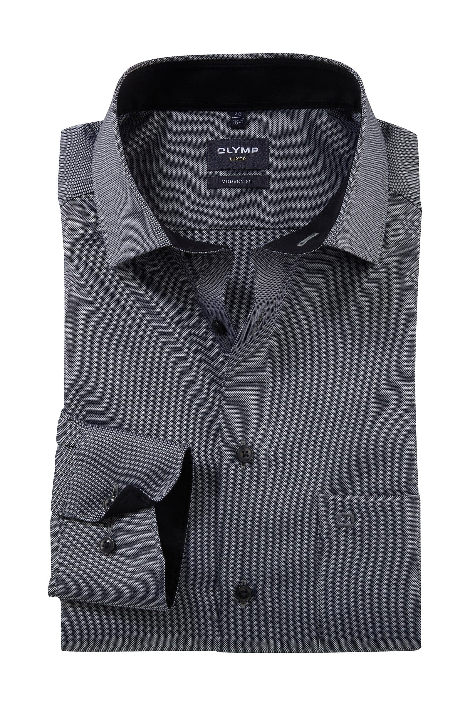 Olymp Luxor Modern Fit Oxford Long Sleeve Shirt - Black