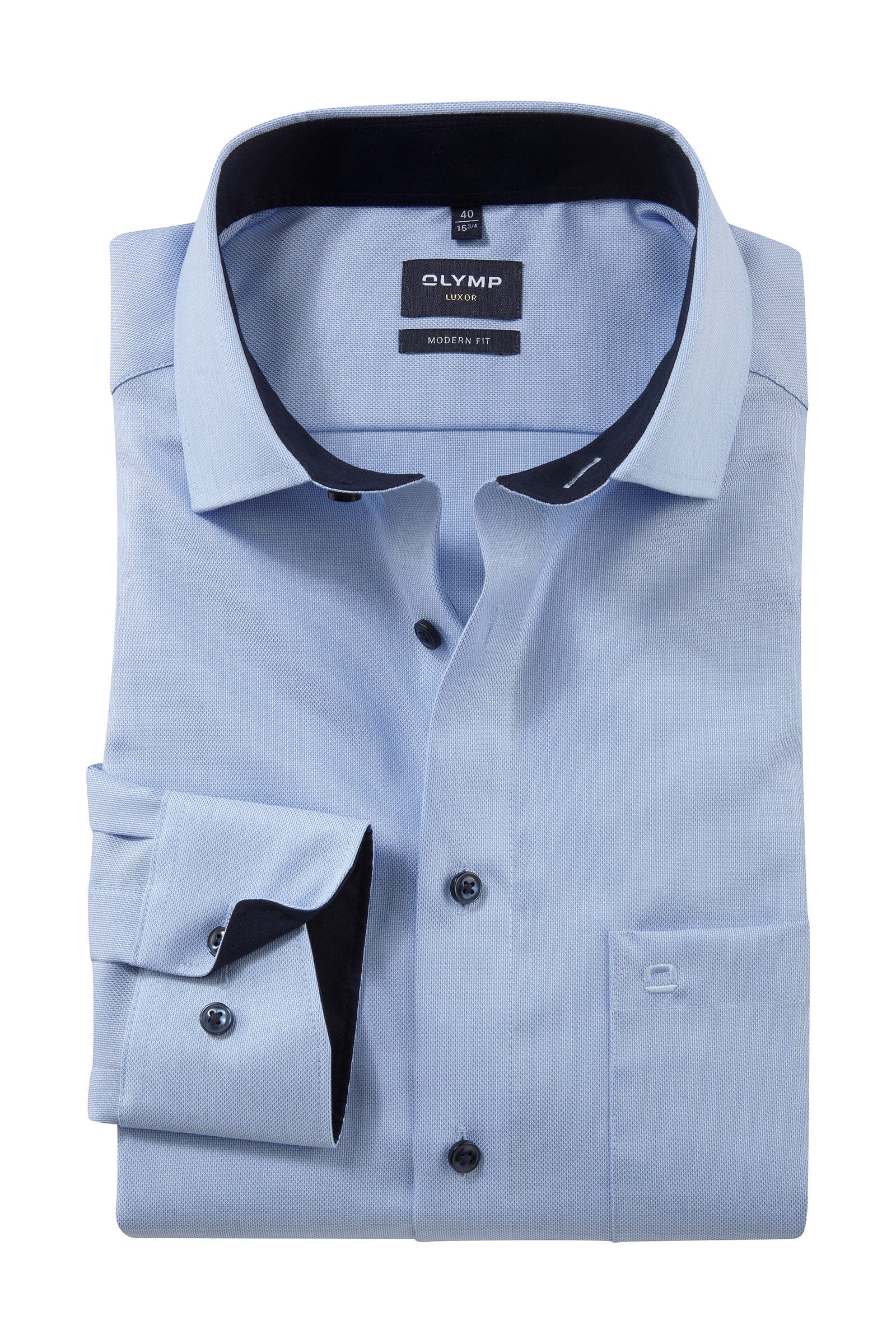 Olymp Luxor Modern Fit Oxford Long Sleeve Shirt - Light Blue