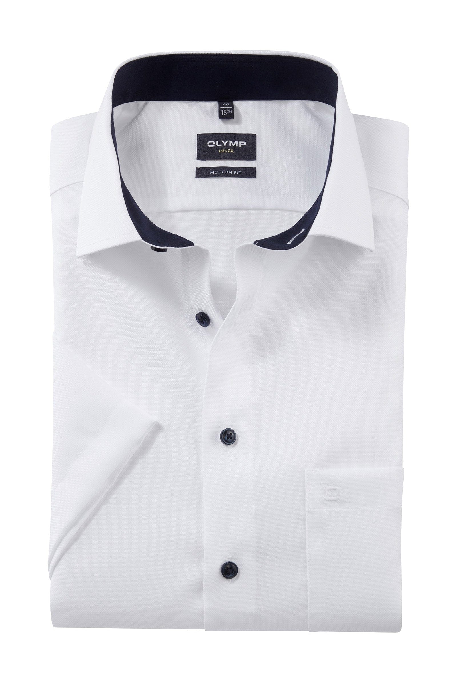 Olymp Luxor Modern Fit Oxford Short Sleeve Shirt - White