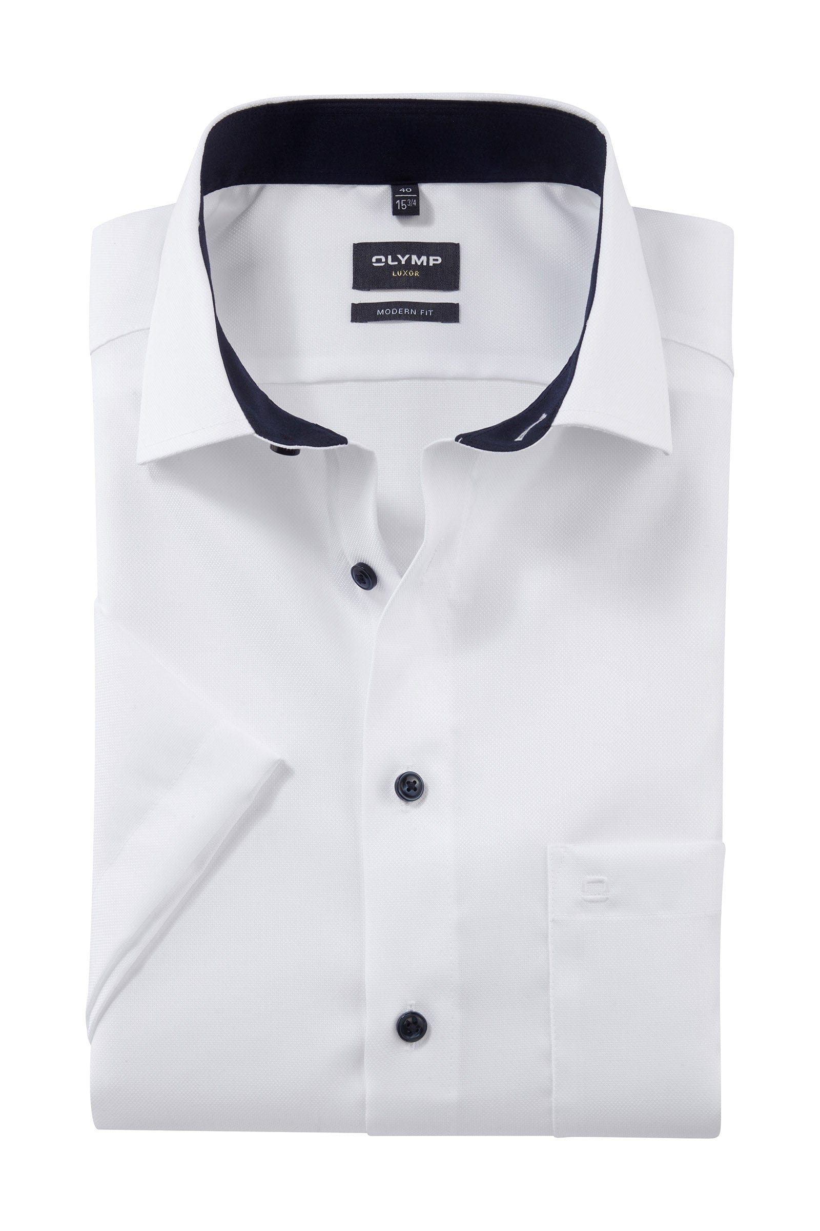 Olymp Luxor Modern Fit Oxford Short Sleeve Shirt - White