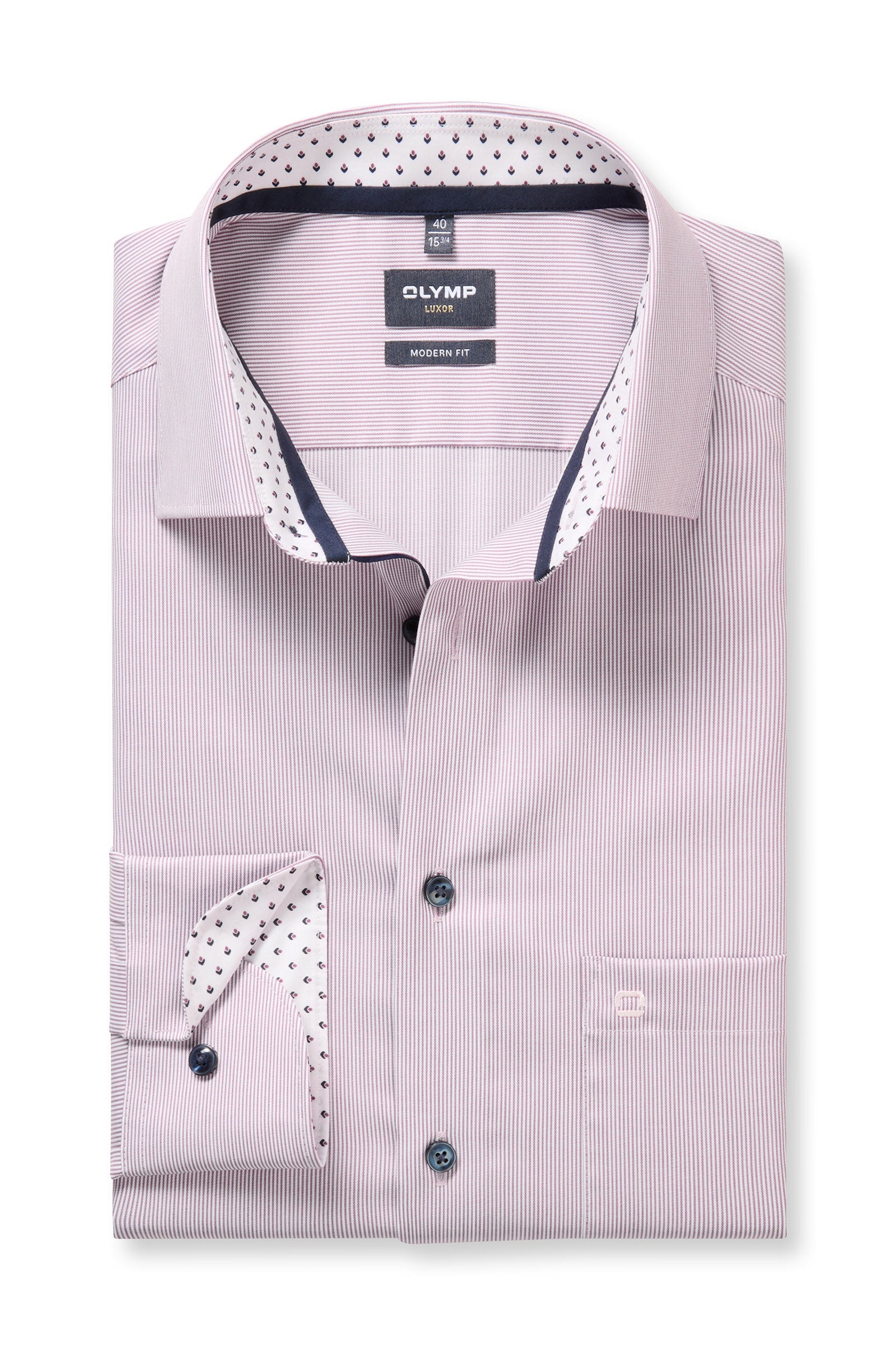 Olymp Luxor Modern Fit Pin Stripe Shirt - Cherry