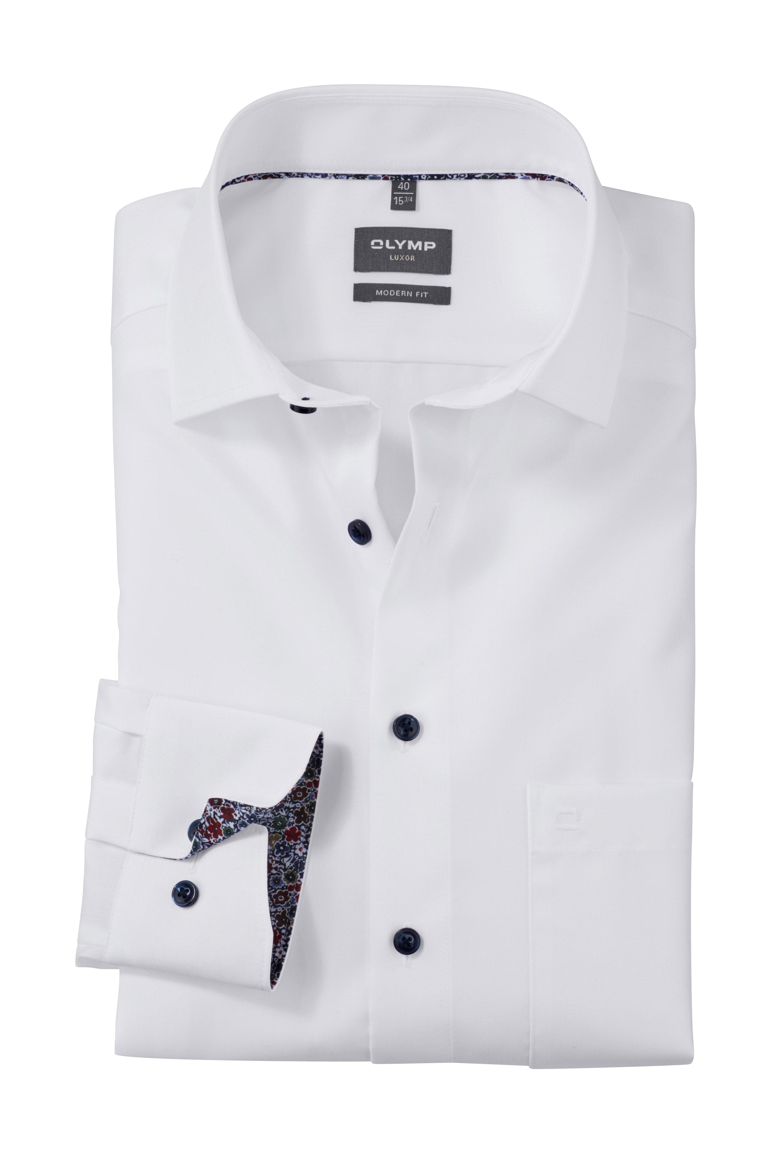 Olymp Luxor Modern Fit Plain Long Sleeve Shirt - White