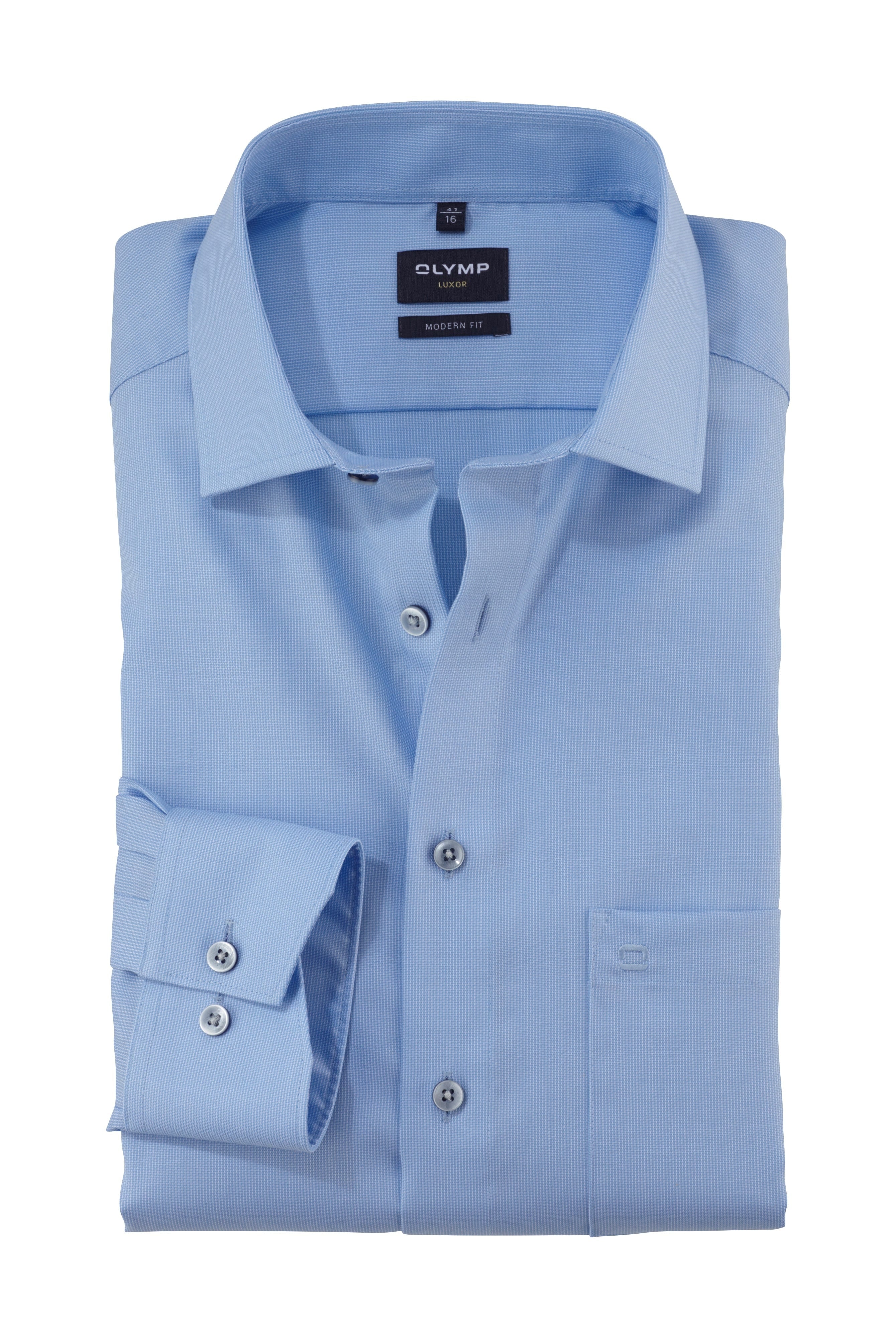 Olymp Luxor Modern Fit Plain Shirt - Blue