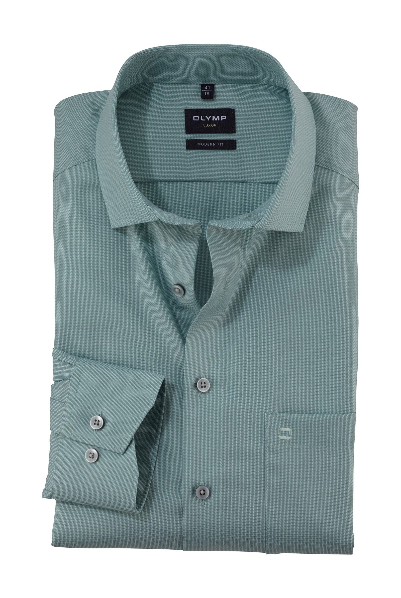 Olymp Luxor Modern Fit Plain Shirt - Green