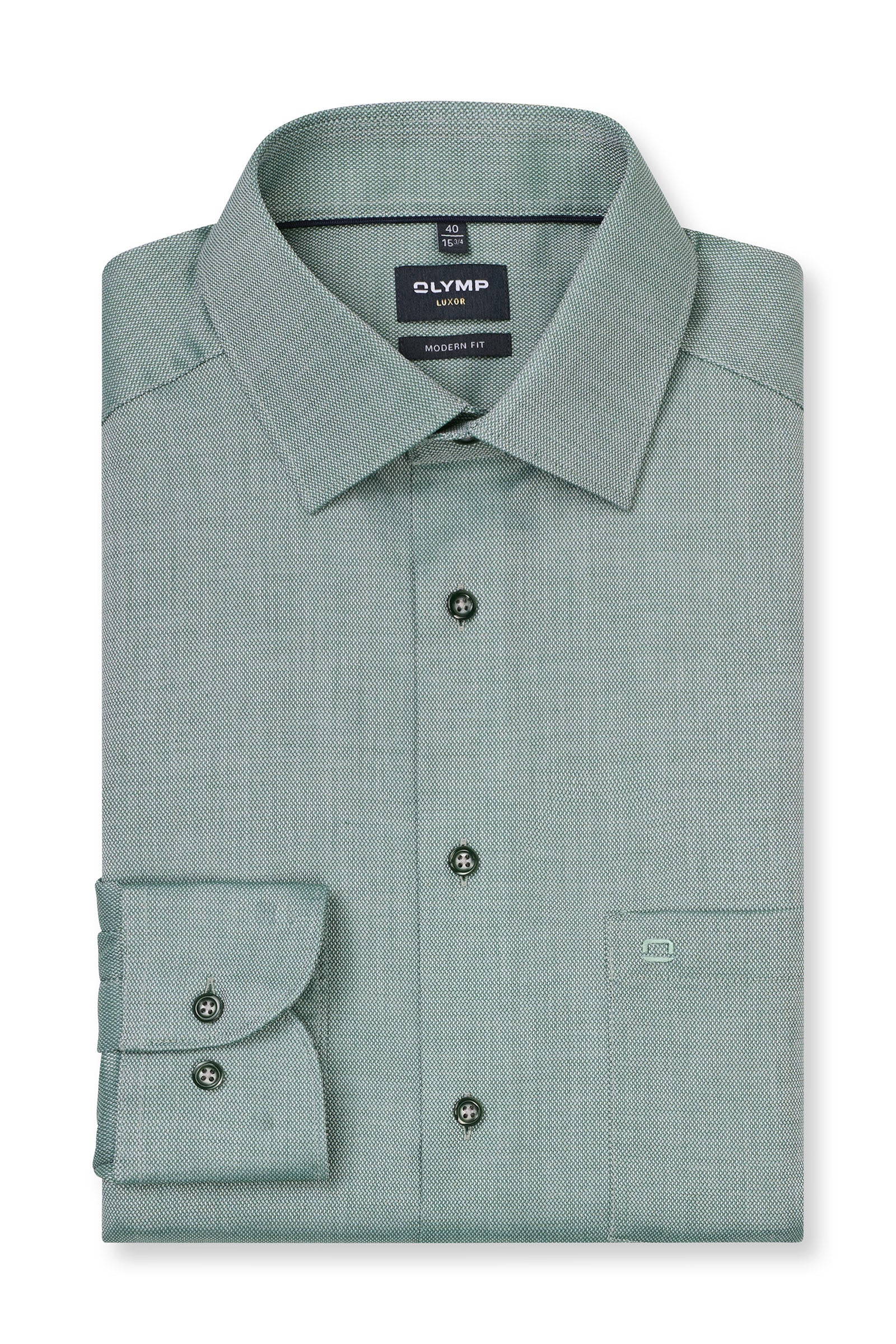 Olymp Luxor Modern Fit Plain Shirt - Green