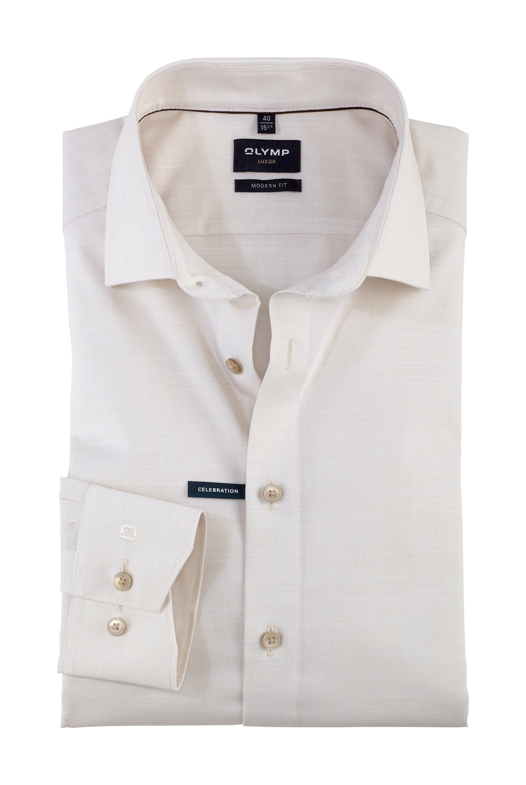 Olymp Luxor Modern Fit Plain Shirt - Nature
