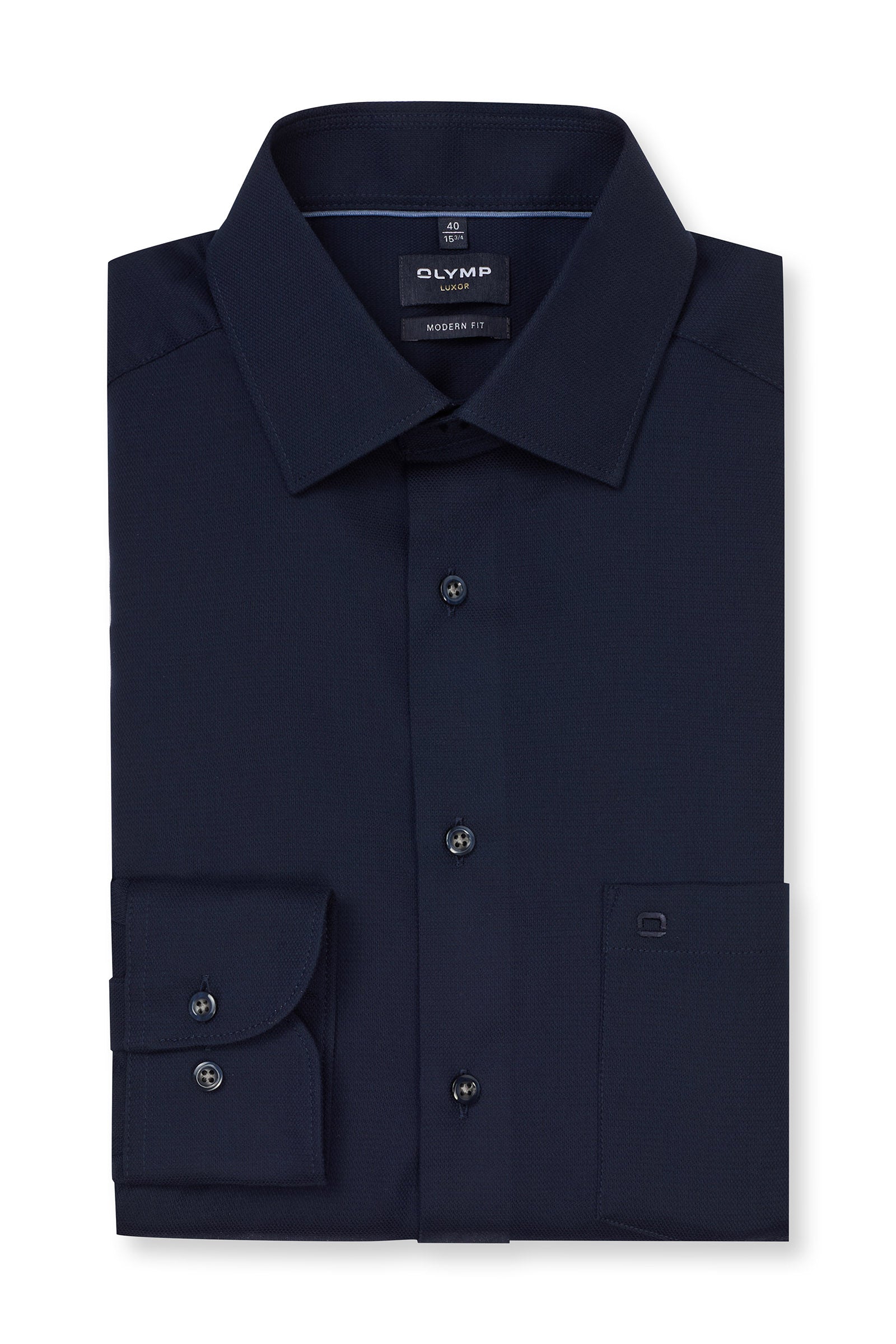 Olymp Luxor Modern Fit Plain Shirt - Navy