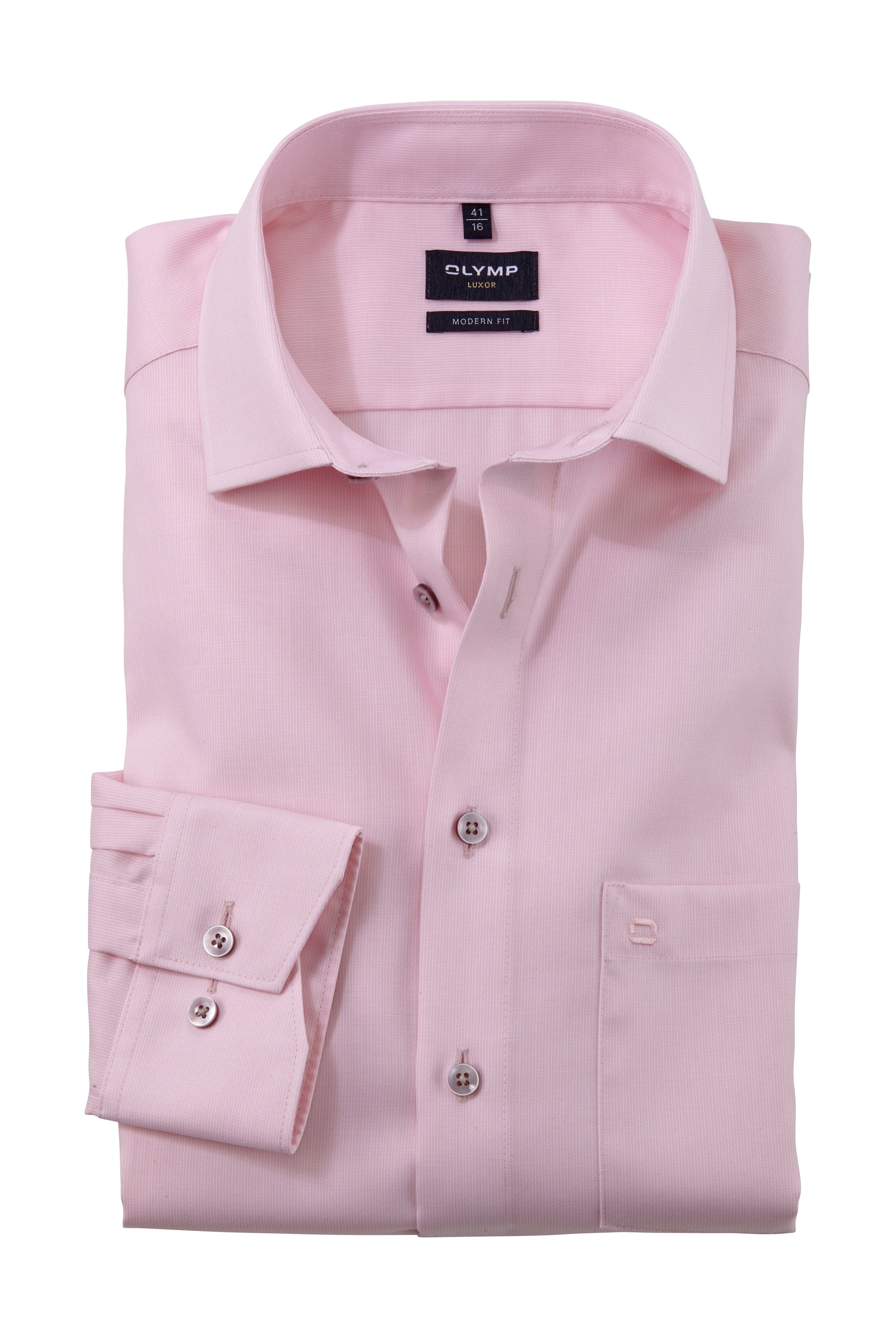 Olymp Luxor Modern Fit Plain Shirt - Rose Pink