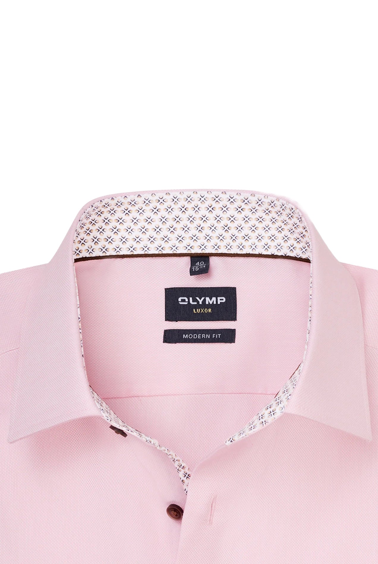 Olymp Luxor Modern Fit Plain Shirt with Trim - Pink
