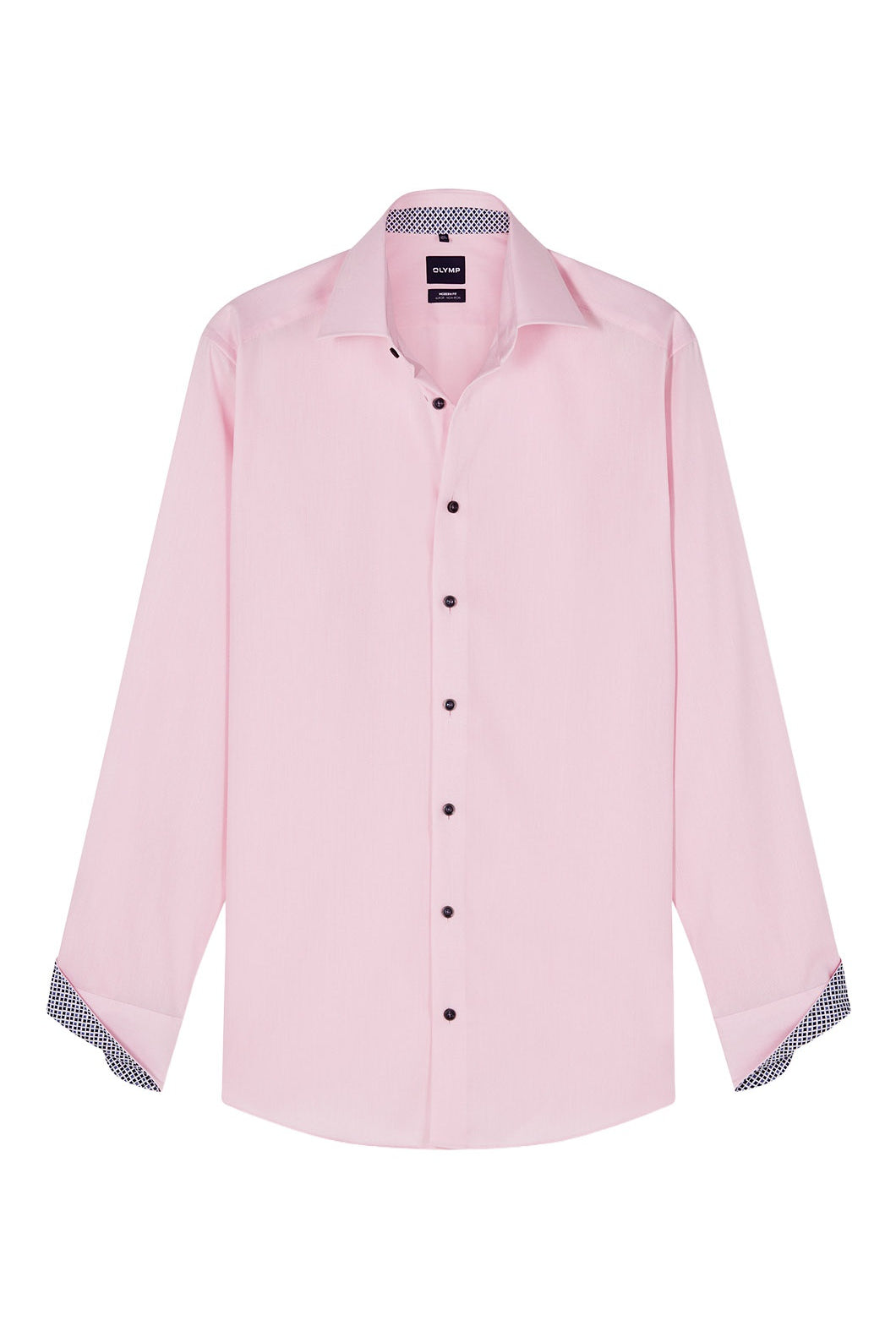 Olymp Luxor Modern Fit Plain Shirt with Trim - Pink
