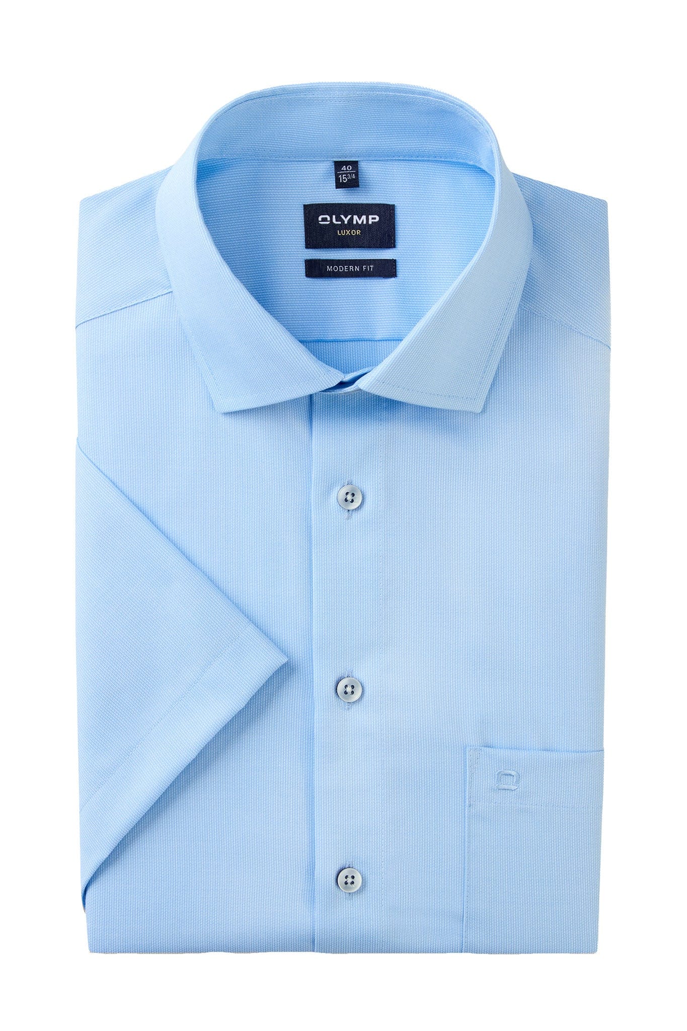 Olymp Luxor Modern Fit Plain Short Sleeve Shirt - Blue