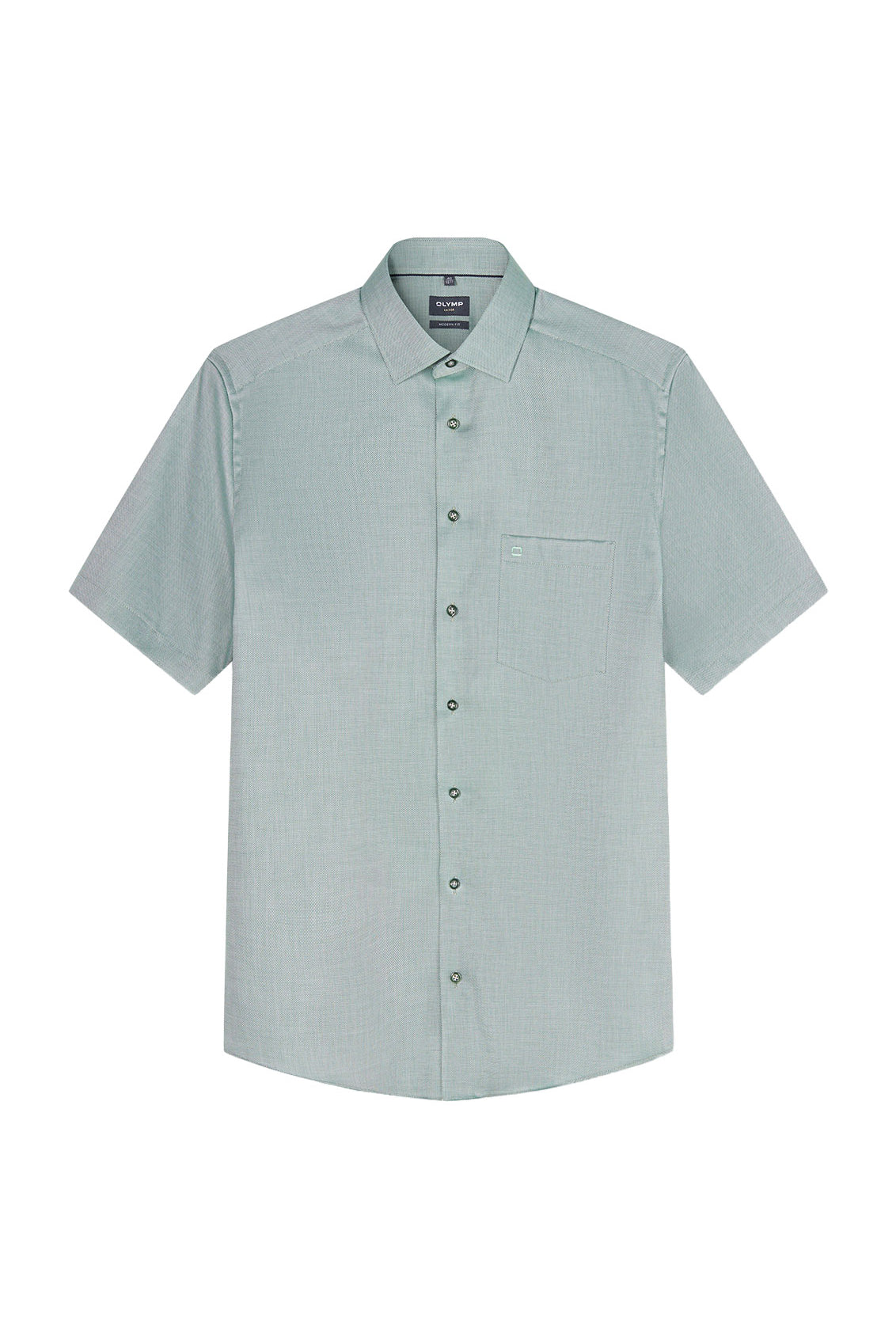 Olymp Luxor Modern Fit Plain Short Sleeve Shirt - Green