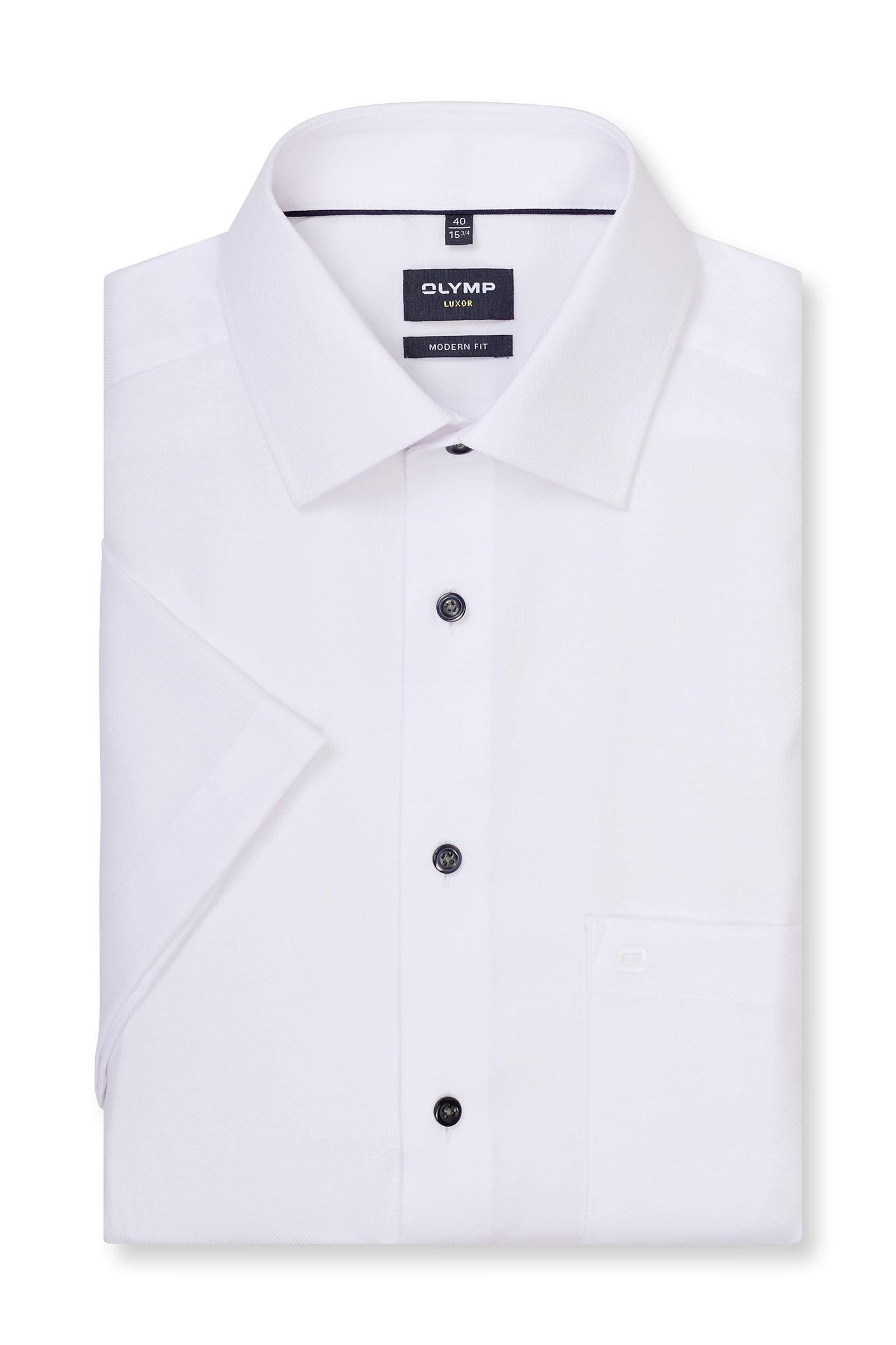 Olymp Luxor Modern Fit Plain Short Sleeve Shirt - White