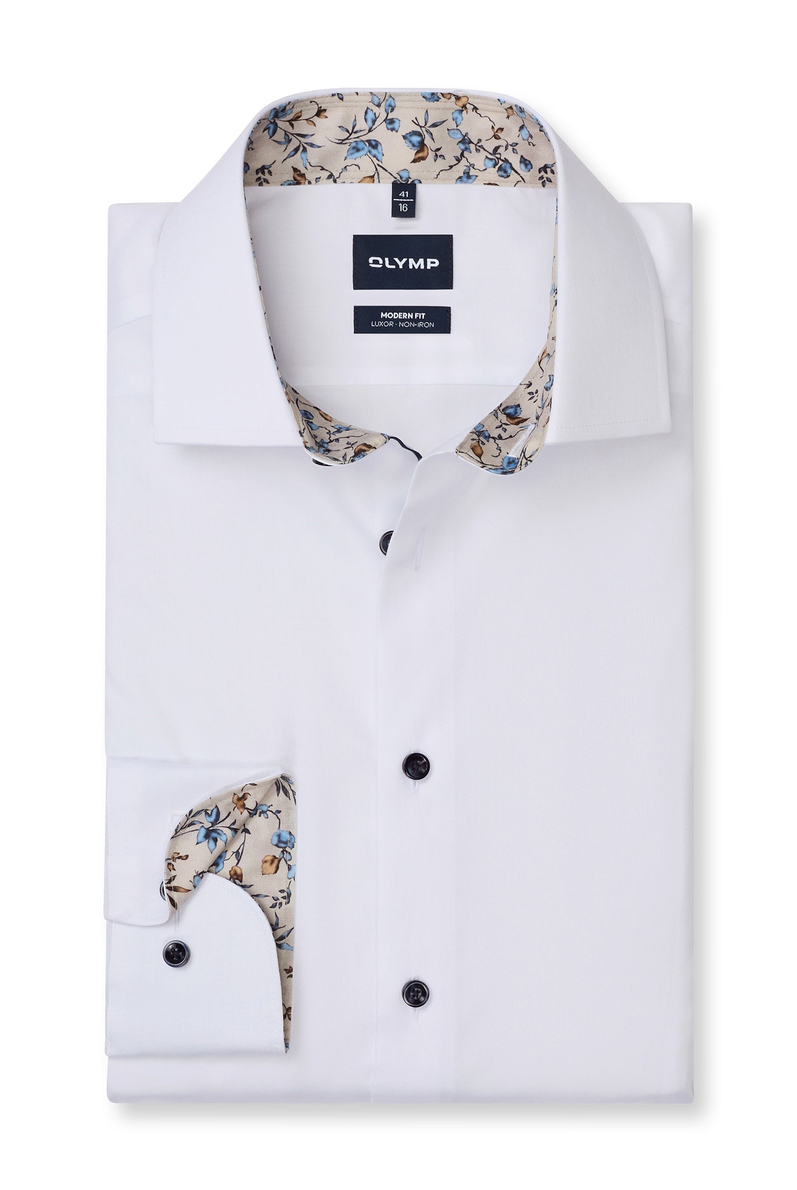 Olymp Luxor Modern Fit Plain Twill Shirt - White