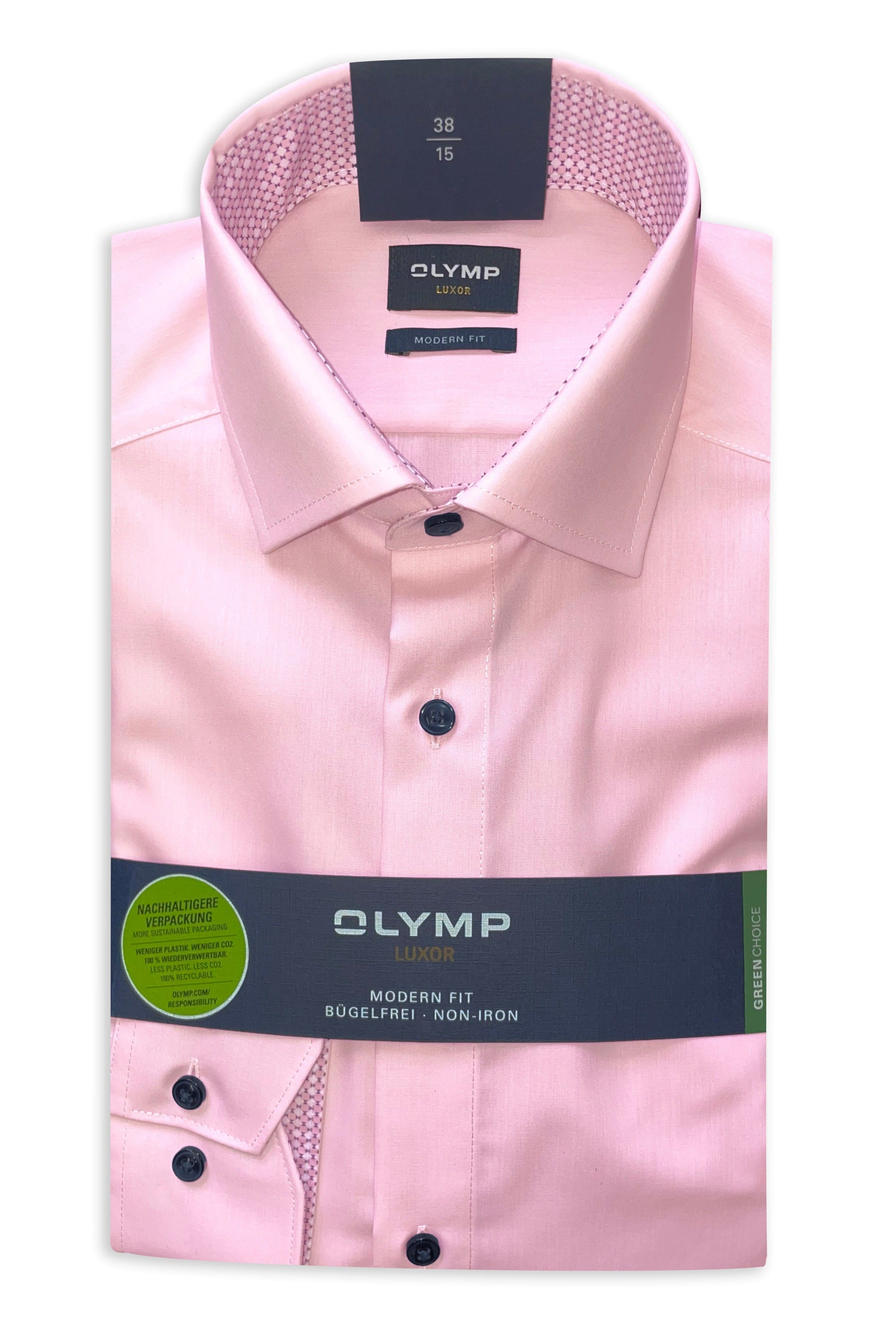 Olymp Luxor Modern Fit Plain with Trim Detail - Light Rose