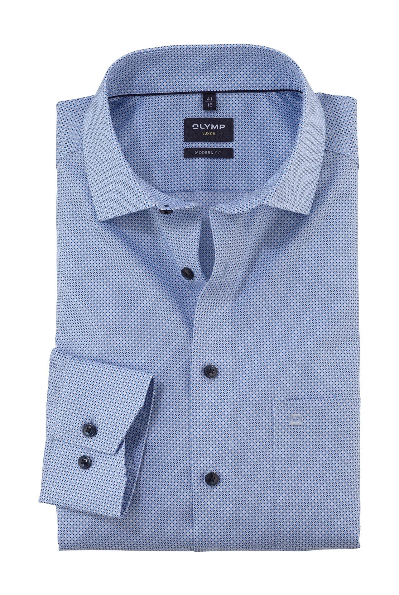 Olymp Luxor Modern Fit Print Shirt - Blue