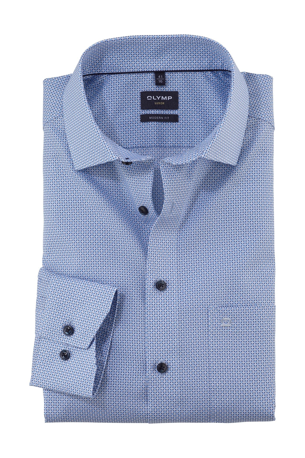 Olymp Luxor Modern Fit Print Shirt - Blue