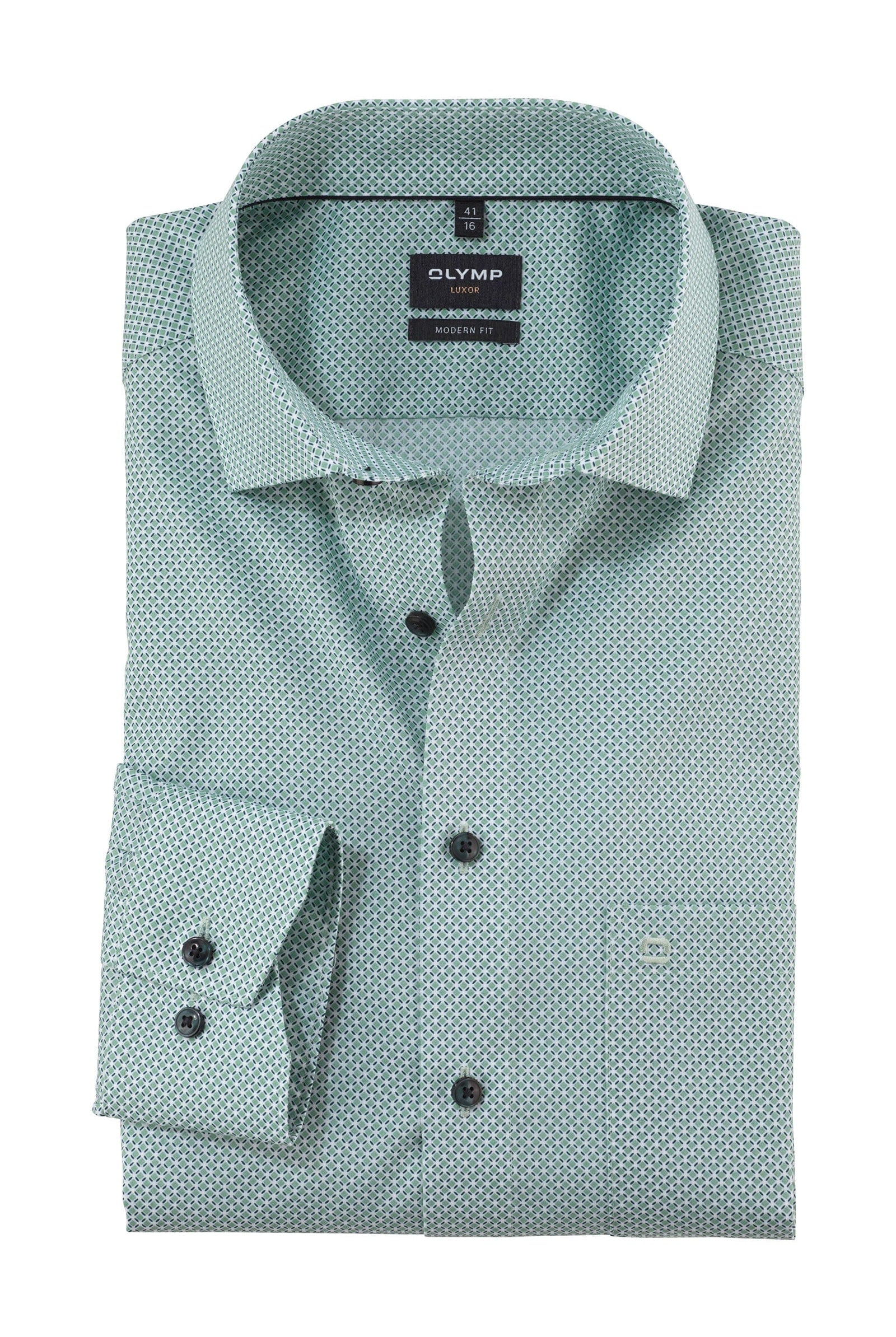 Olymp Luxor Modern Fit Print Shirt - Green