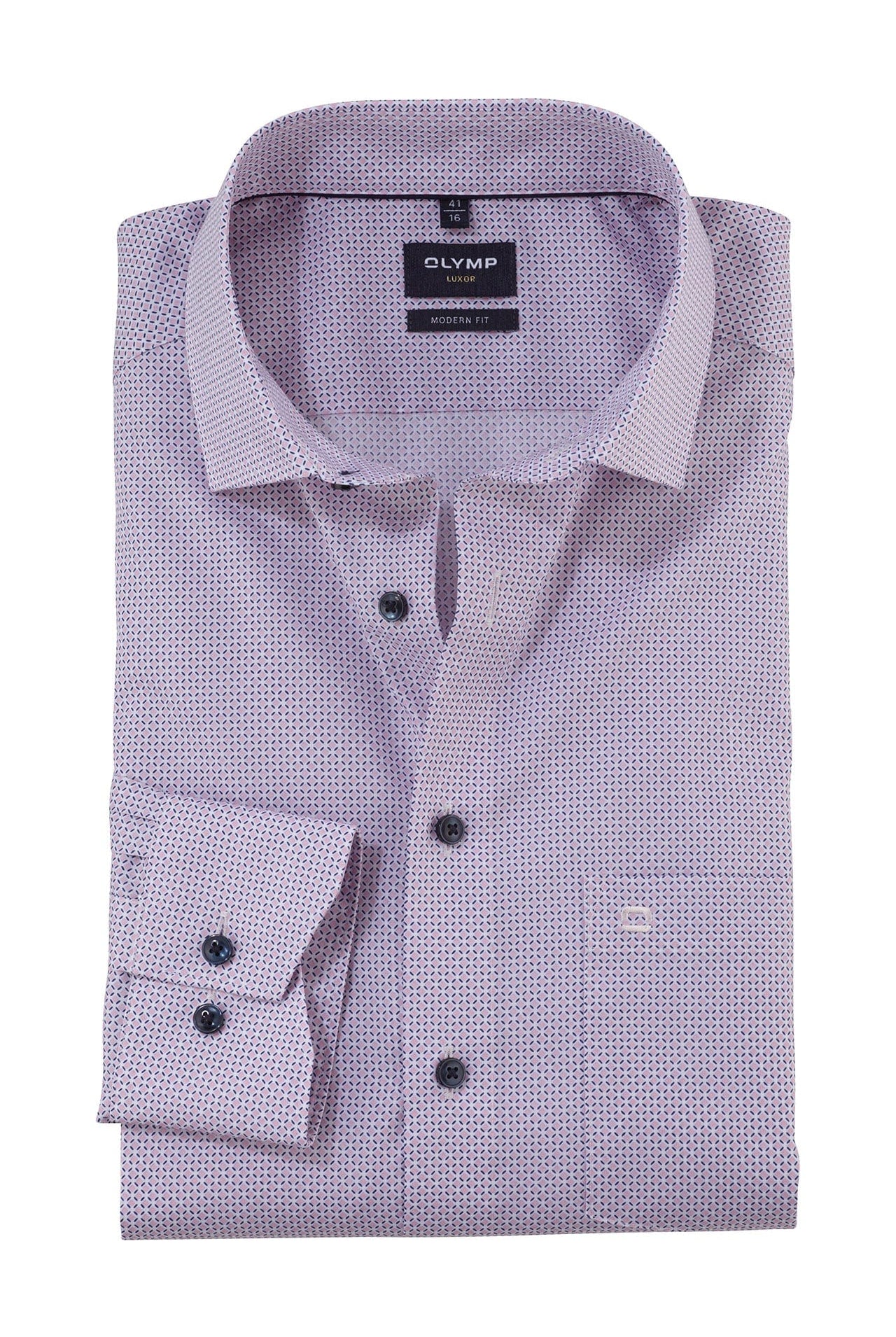 Olymp Luxor Modern Fit Print Shirt - Rose