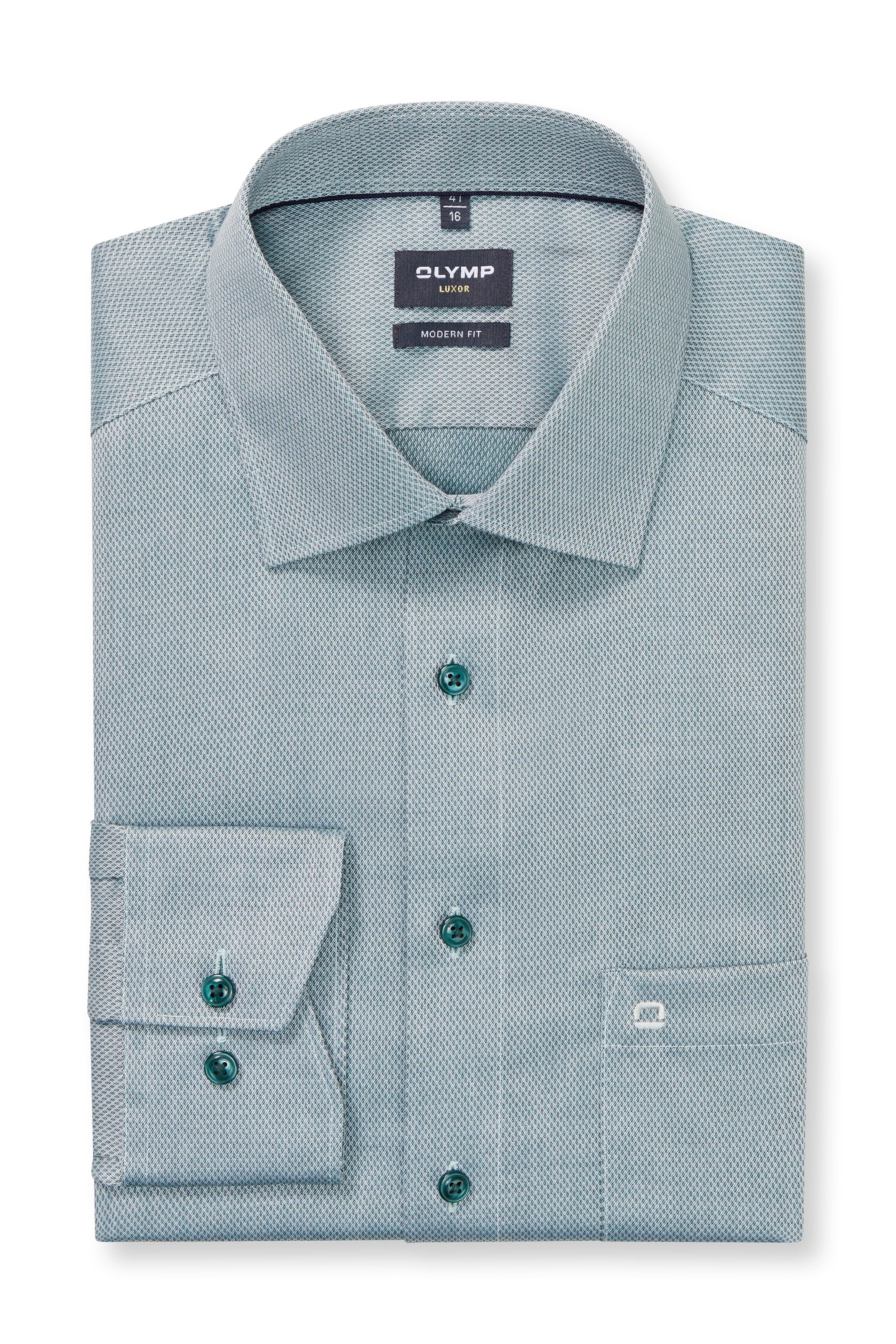 Olymp Luxor Modern Fit Royal Oxford Long Sleeve Shirt - Green