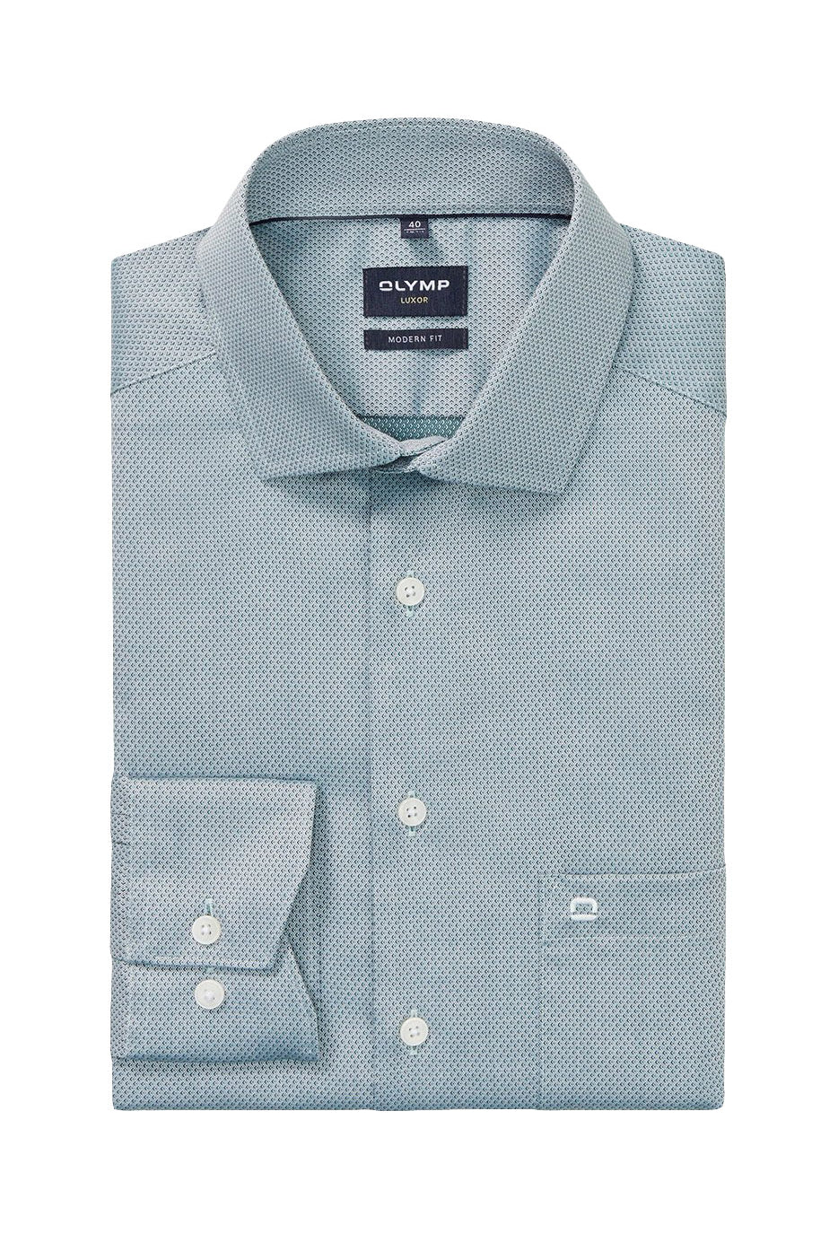 Olymp Luxor Modern Fit Self Pattern Long Sleeve Shirt - Green