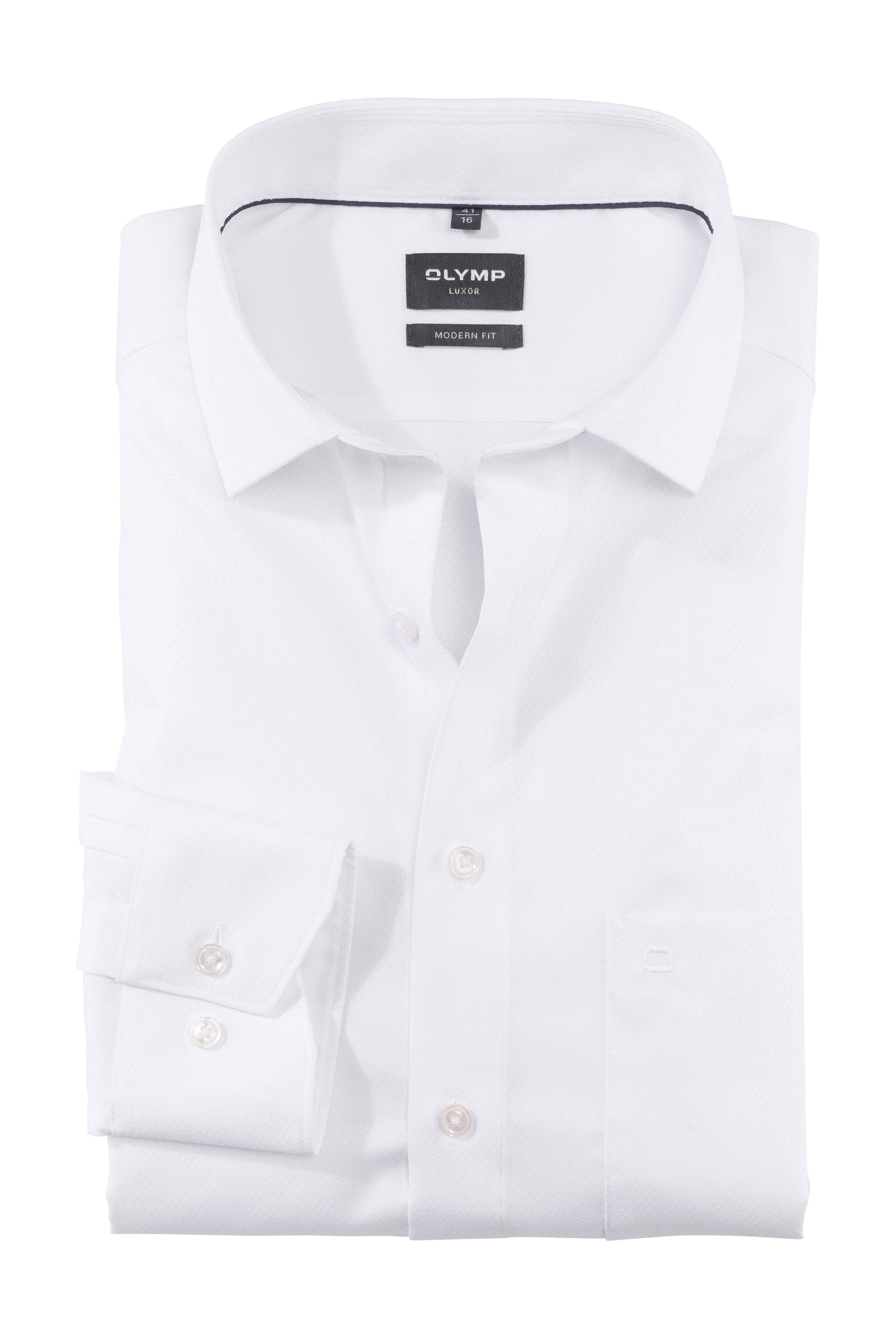 Olymp Luxor Modern Fit Self Patterned Shirt - White