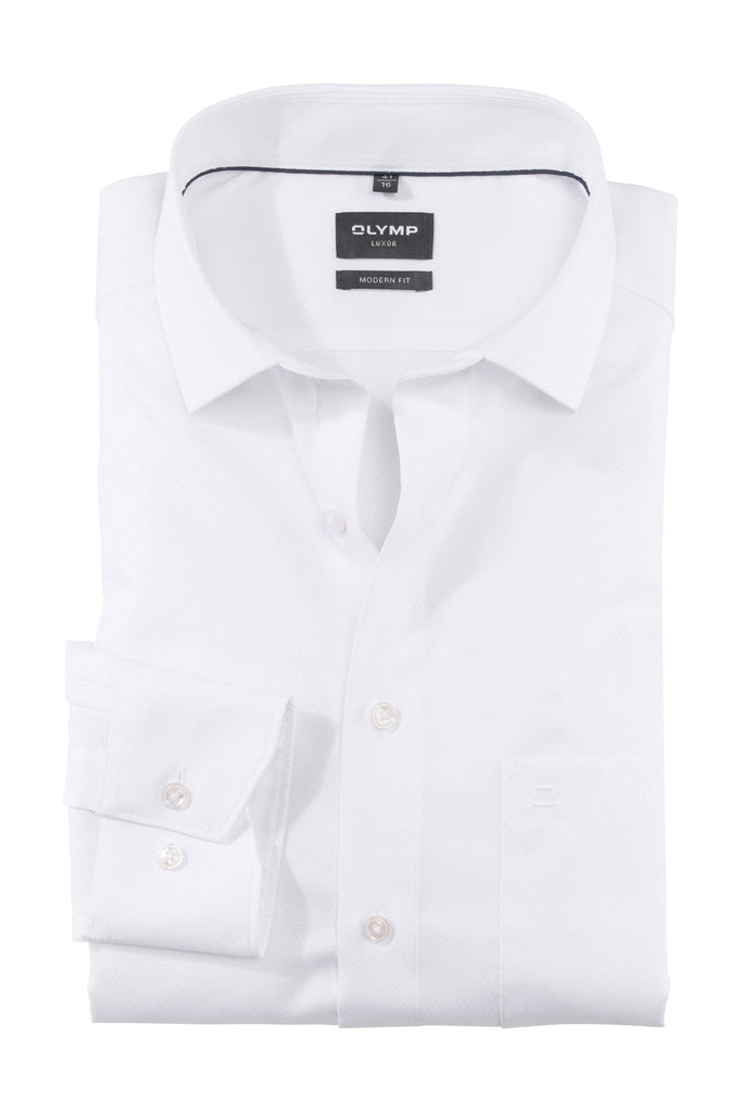 Olymp Luxor Modern Fit Self Patterned Shirt - White