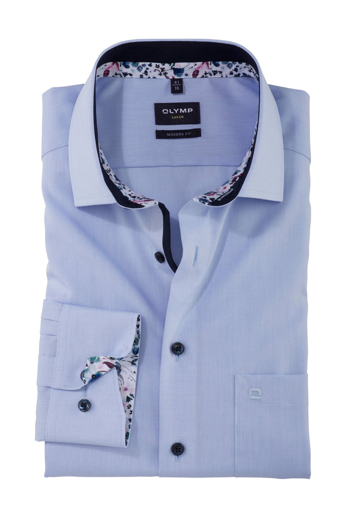 Olymp Luxor Modern Fit Shirt with Contrasting Detail - Blue