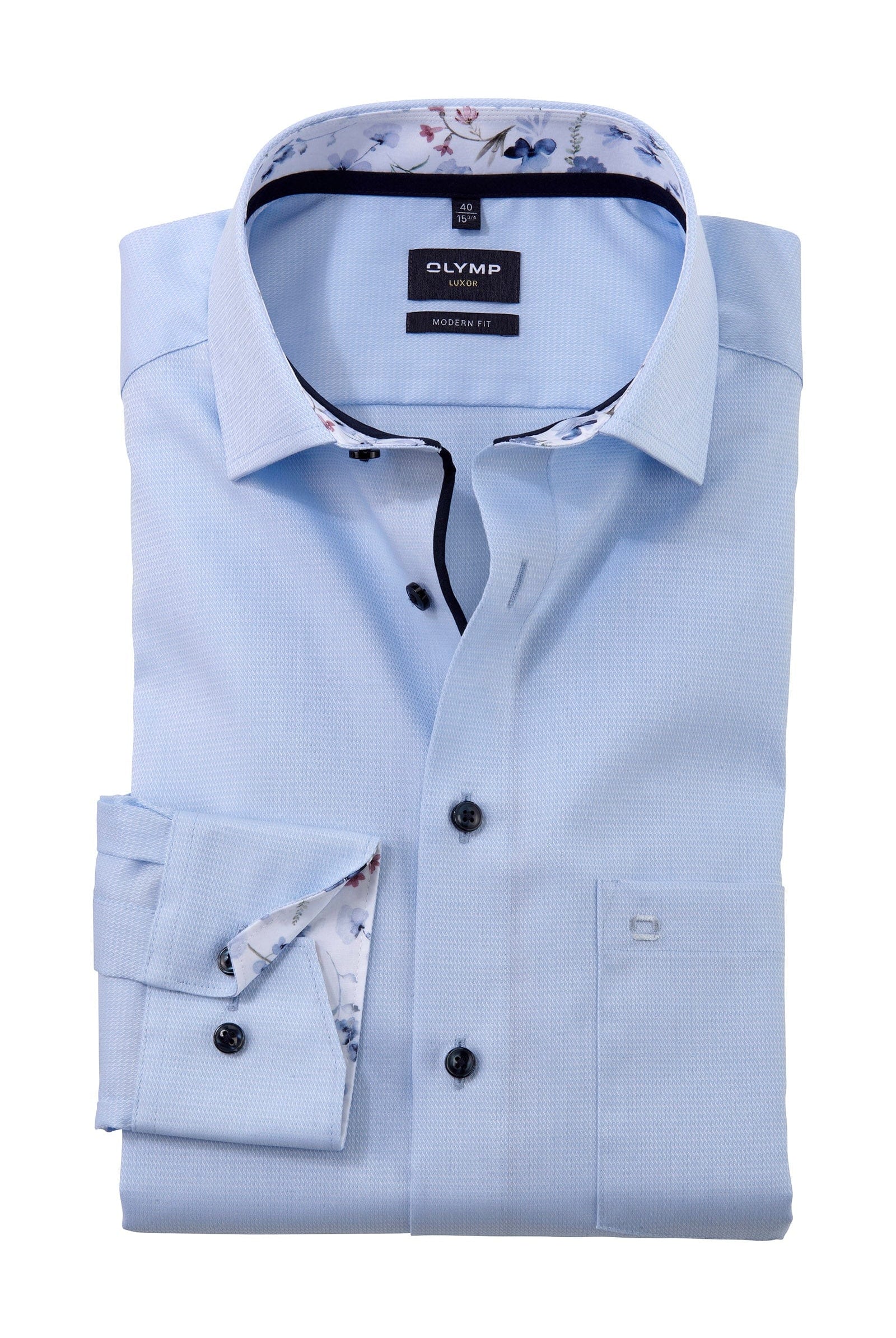 Olymp Luxor Modern Fit Shirt with Trim - Blue