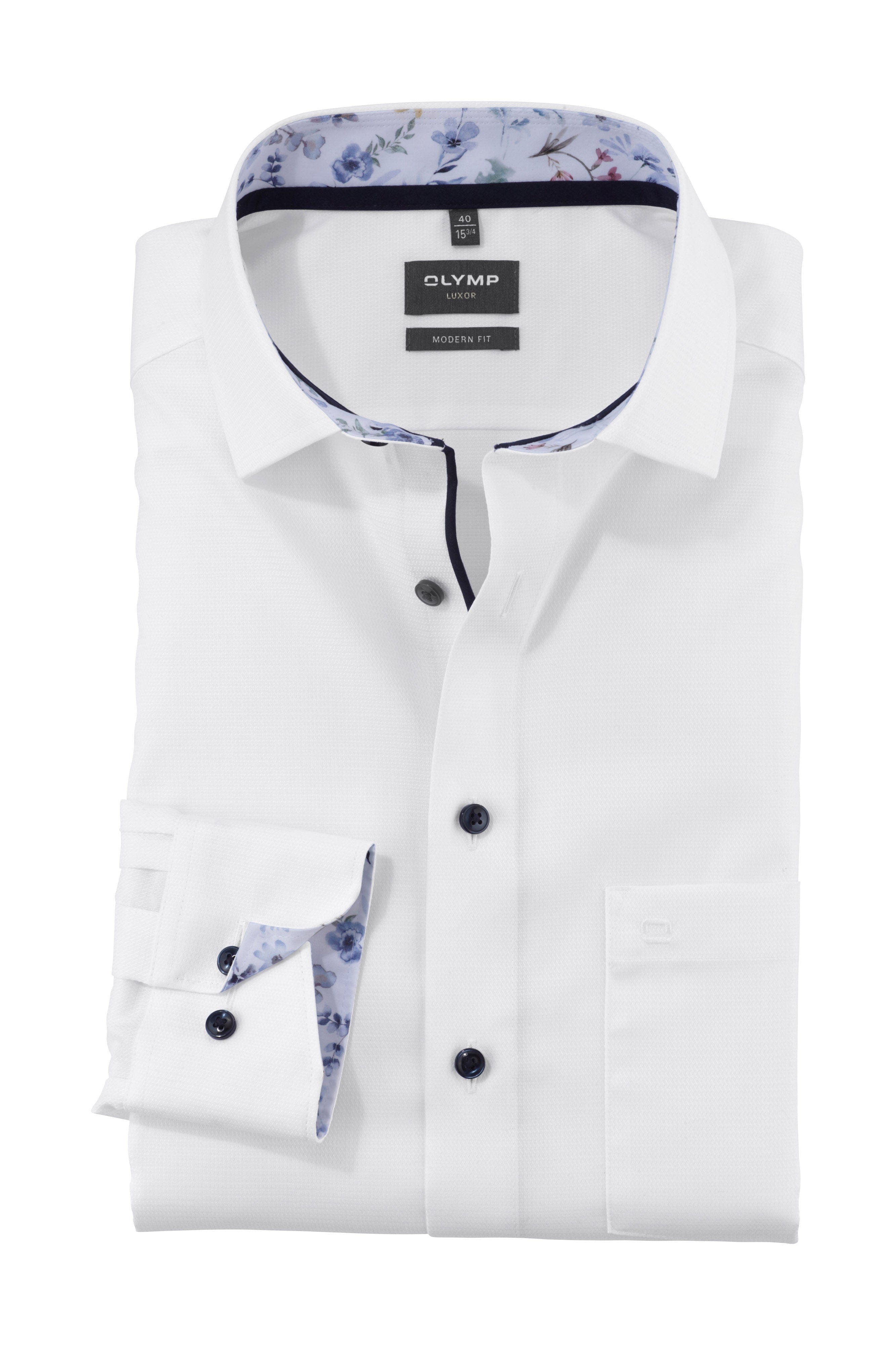 Olymp Luxor Modern Fit Shirt with Trim - White