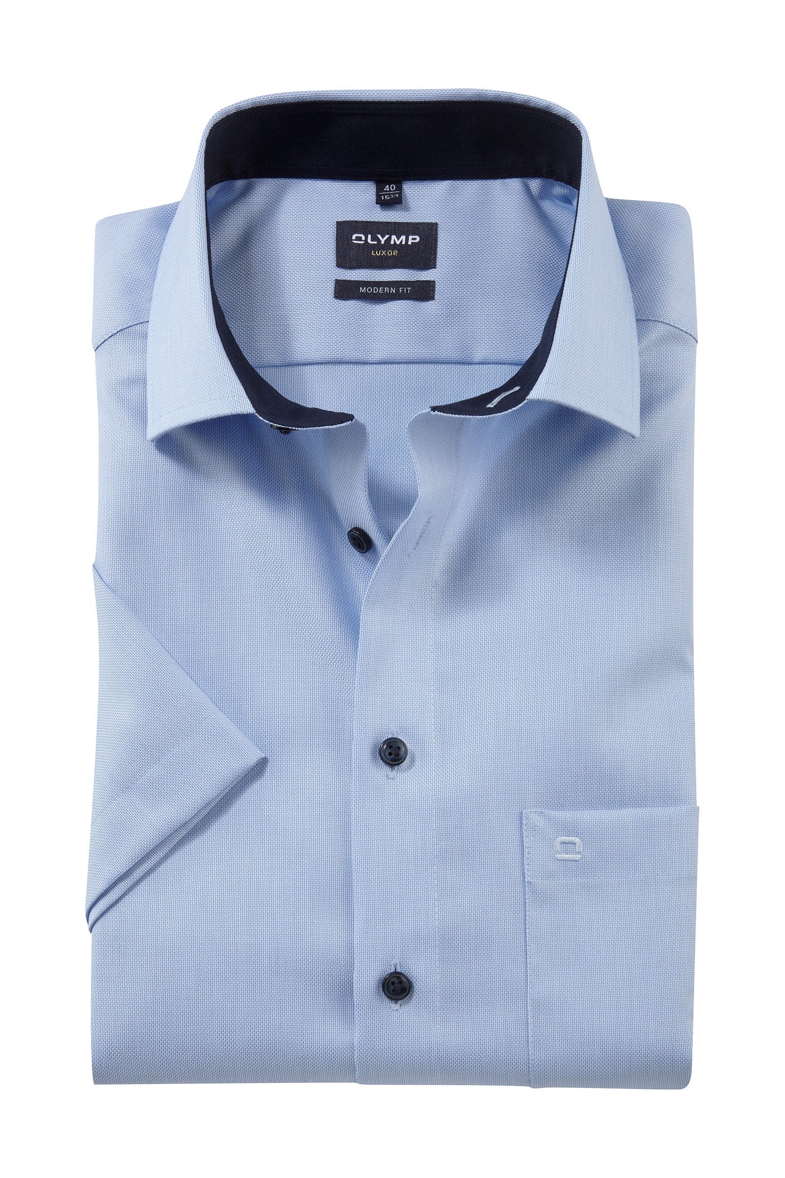 Olymp Luxor Modern Fit Short Sleeve Shirt - Blue