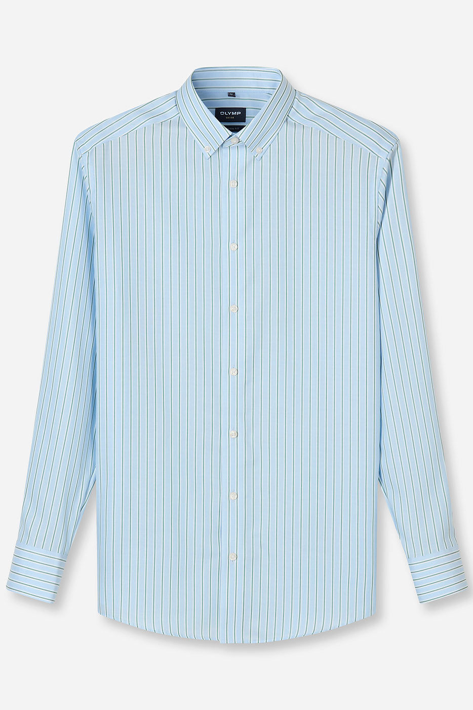 Olymp Luxor Modern Fit Stripe Oxford Shirt - Light Blue/Green