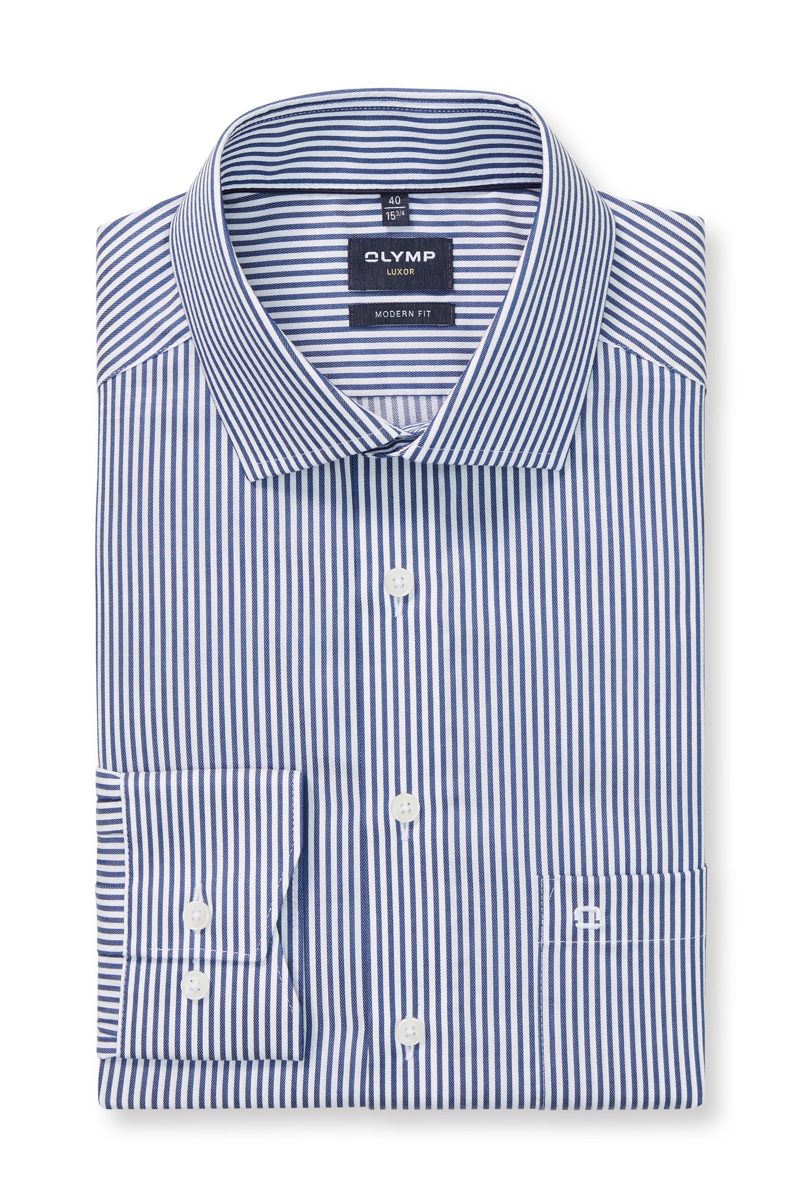 Olymp Luxor Modern Fit Stripe Shirt - Dark Blue