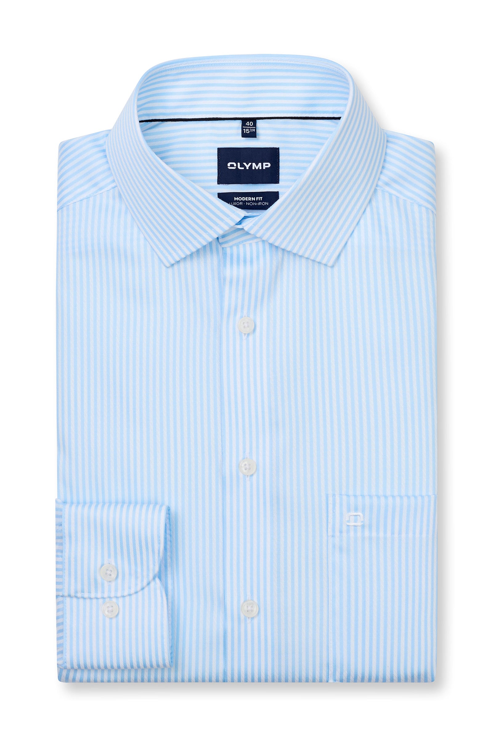 Olymp Luxor Modern Fit Stripe Shirt - Light Blue