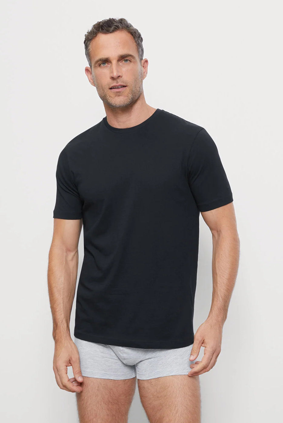 Olymp Modern Fit Crew Neck 2 Pack T-Shirt - Black