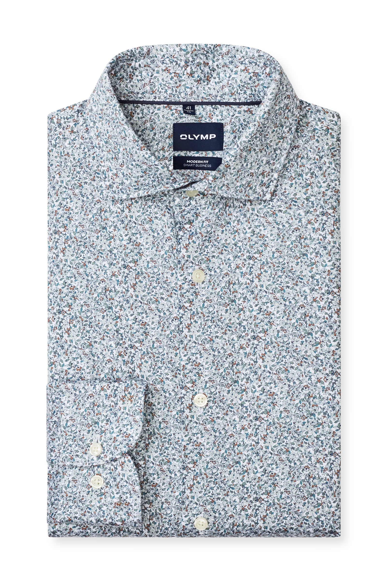 Olymp Modern Fit Smart Business Ditsy Floral Shirt - Sage
