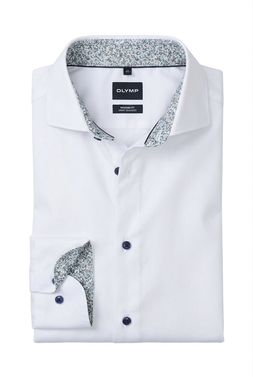 Olymp Modern Fit Smart Business Soft Plain Shirt - White