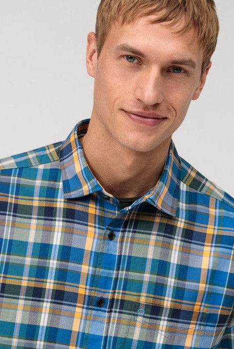 Olymp Olymp Casual Brushed Cotton Shirt - Blue Multi