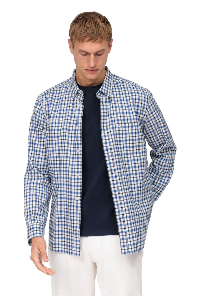 Olymp Olymp Casual Brushed Cotton Shirt - Marine