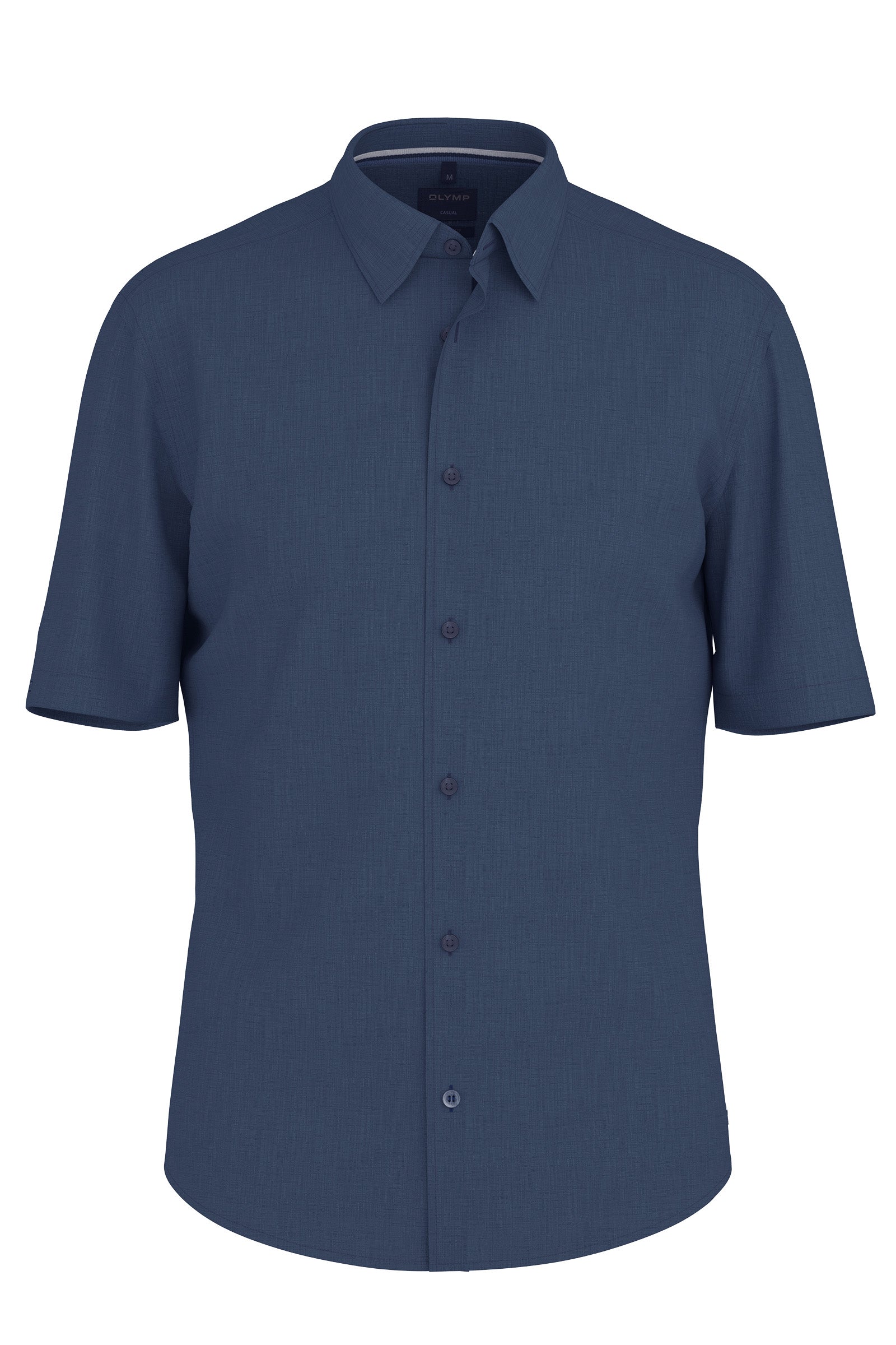 Olymp Regular Fit Pure Linen Short Sleeve Shirt - Royal Blue