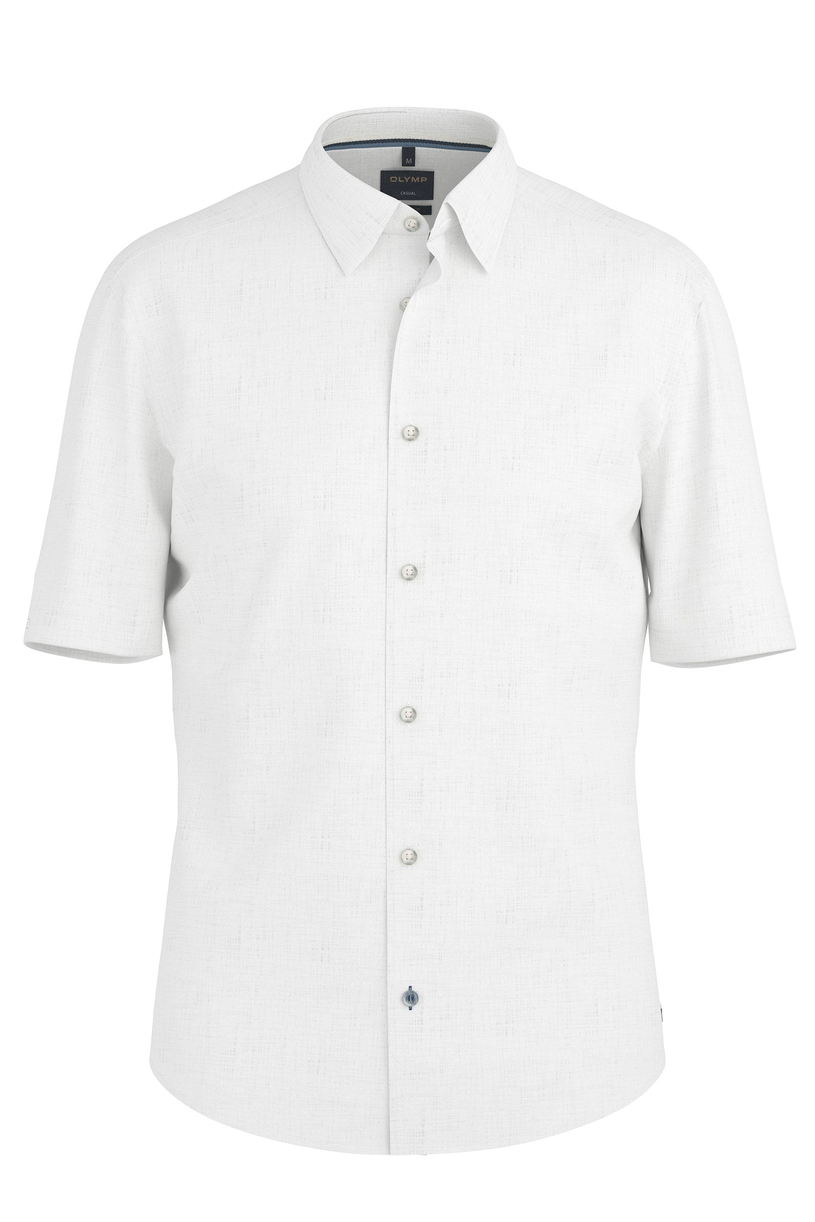 Olymp Regular Fit Pure Linen Short Sleeve Shirt - White