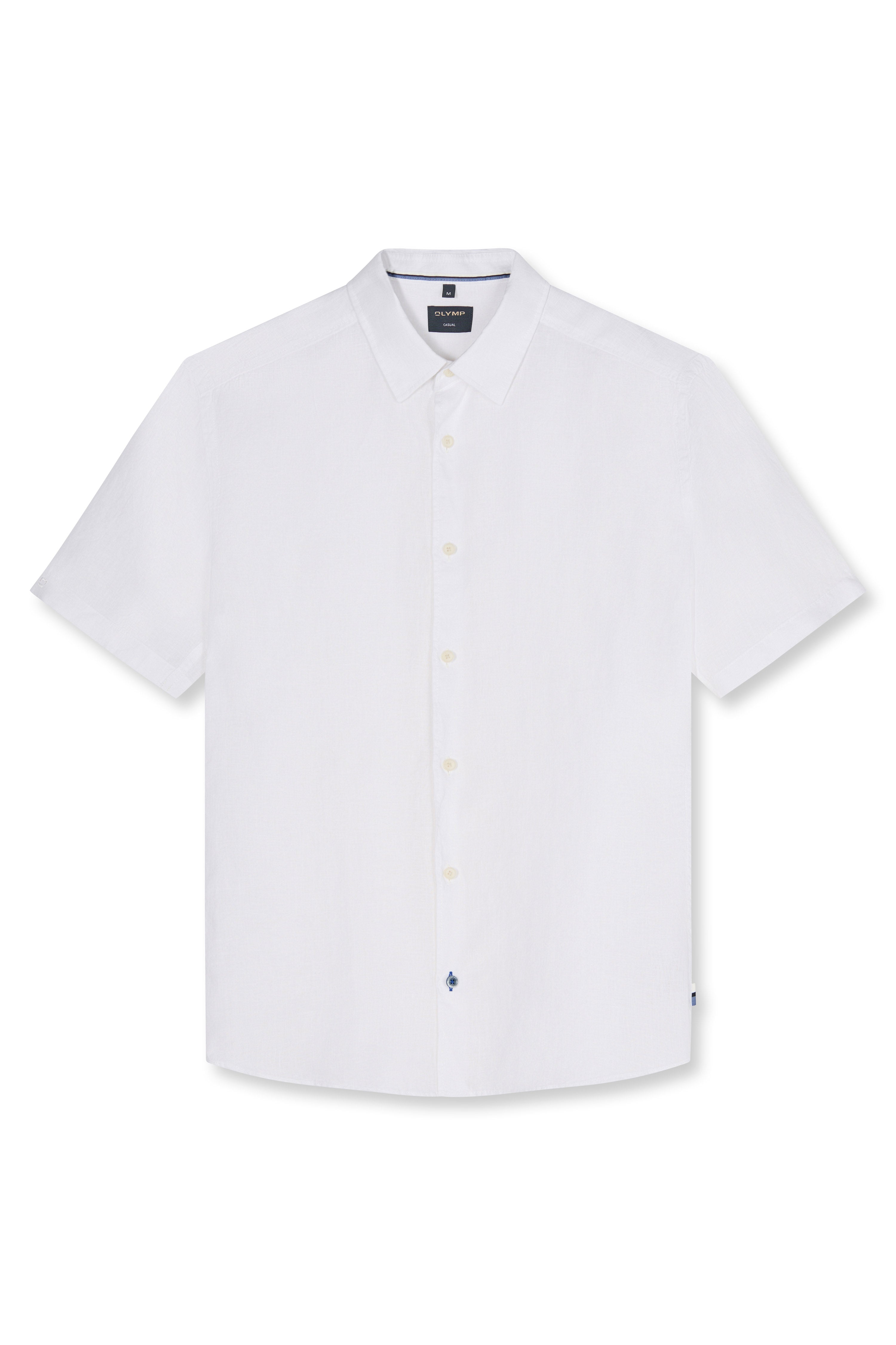 Olymp Regular Fit Pure Linen Short Sleeve Shirt - White